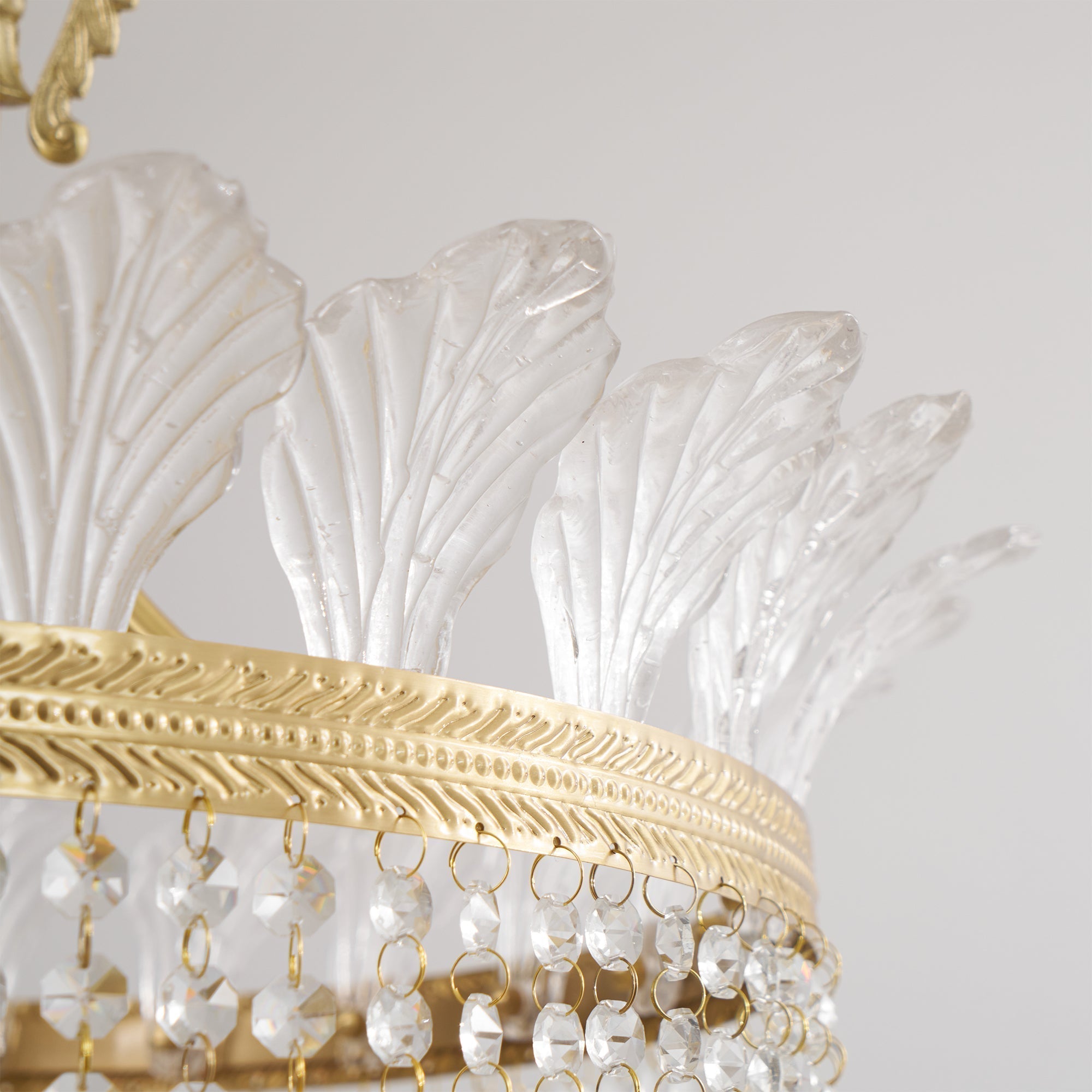 Crinoline Lustre En Cristal De Luxe Postmoderne En Laiton
