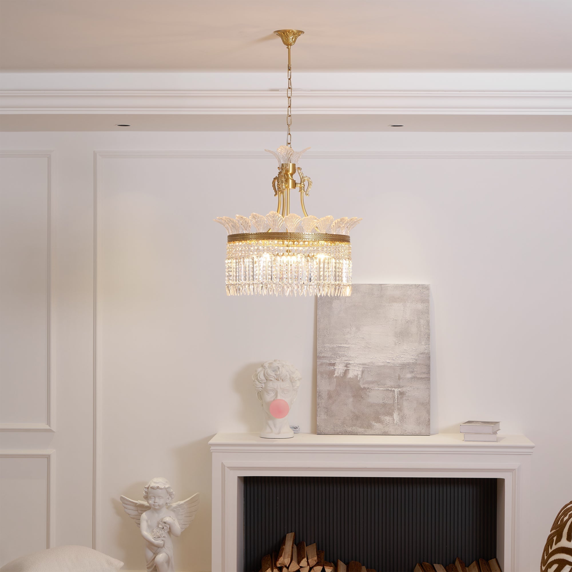 Crinoline Lustre En Cristal De Luxe Postmoderne En Laiton