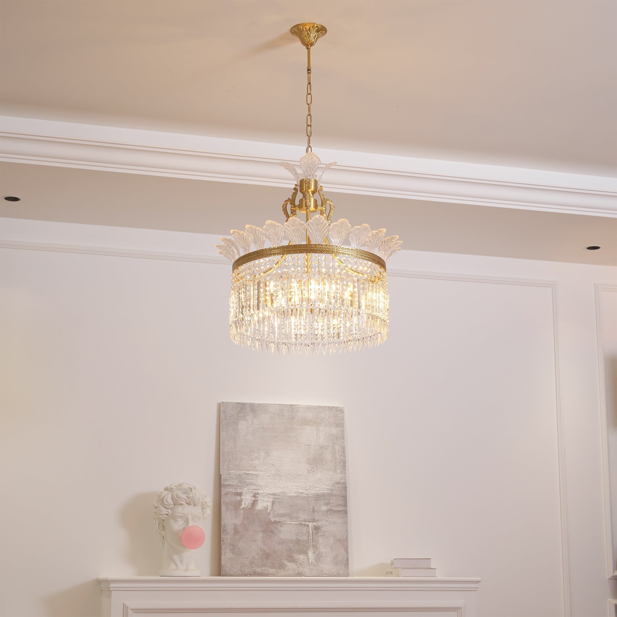 Crinoline Lustre En Cristal De Luxe Postmoderne En Laiton