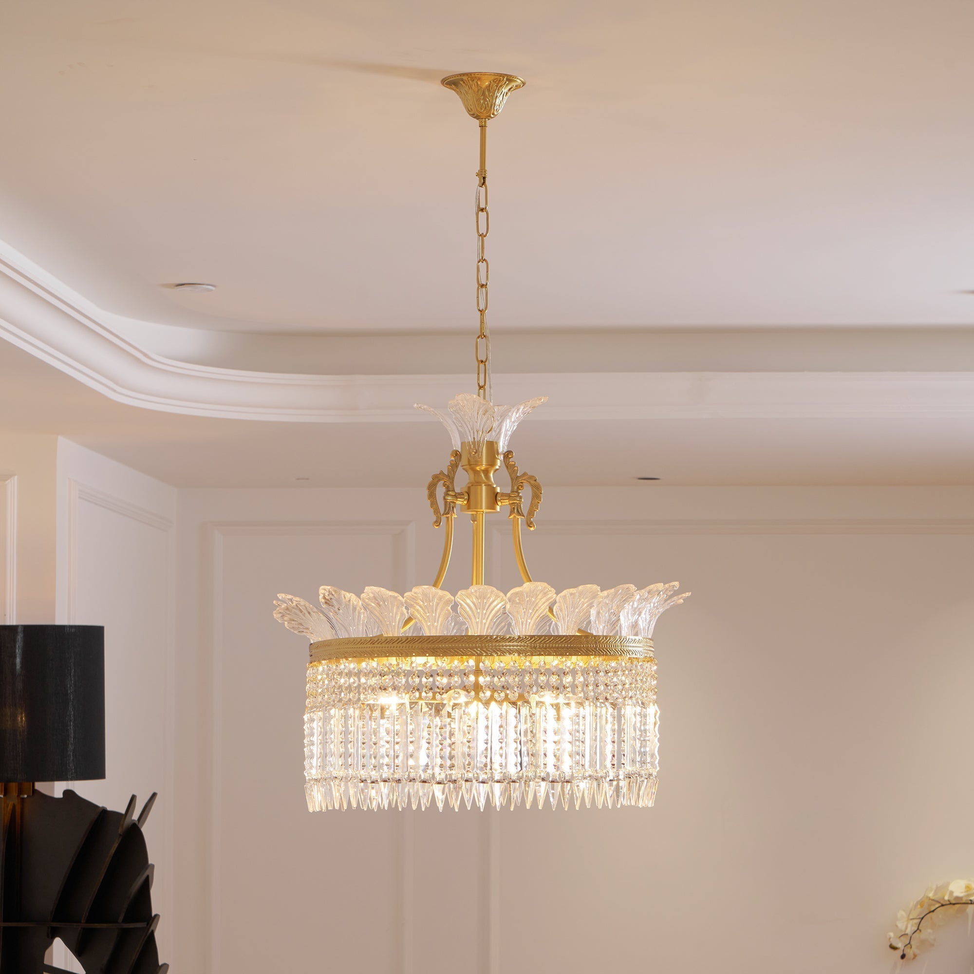 Crinoline Lustre En Cristal De Luxe Postmoderne En Laiton