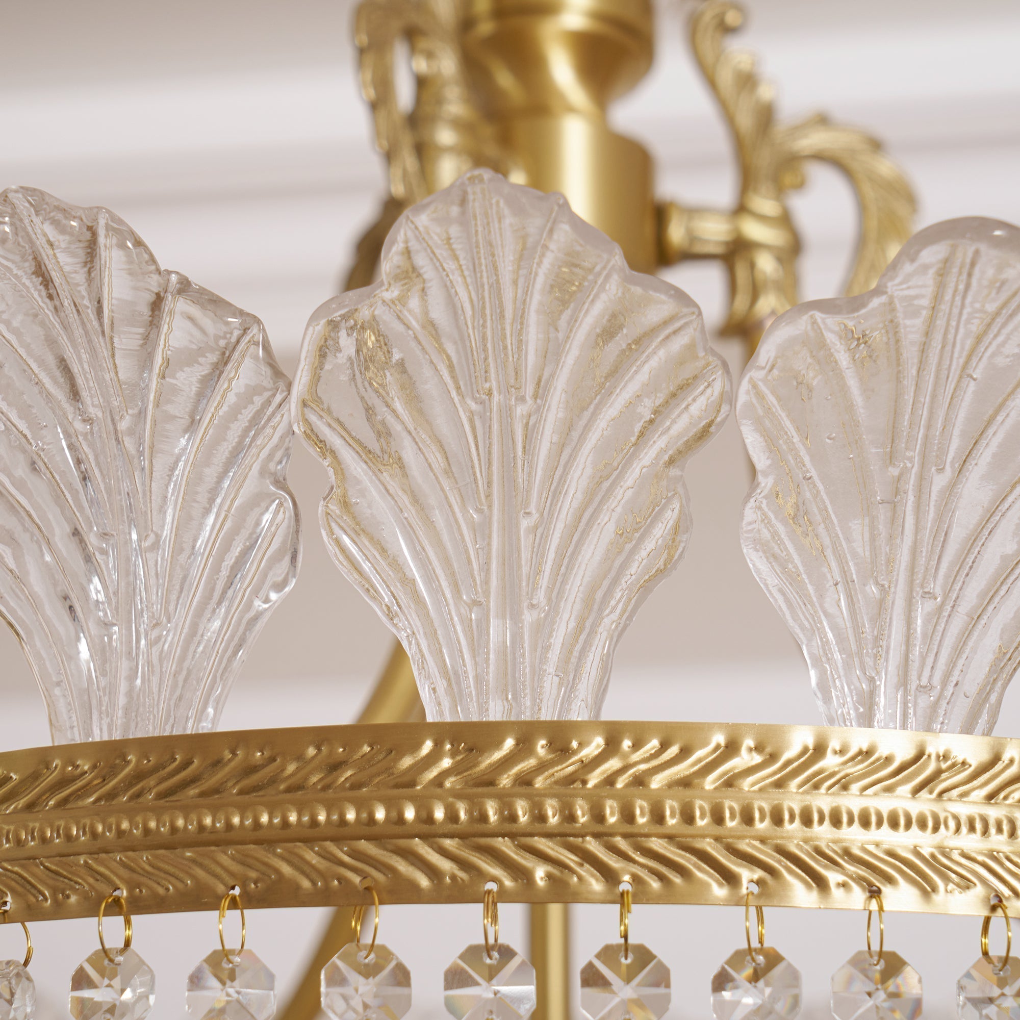 Crinoline Lustre En Cristal De Luxe Postmoderne En Laiton