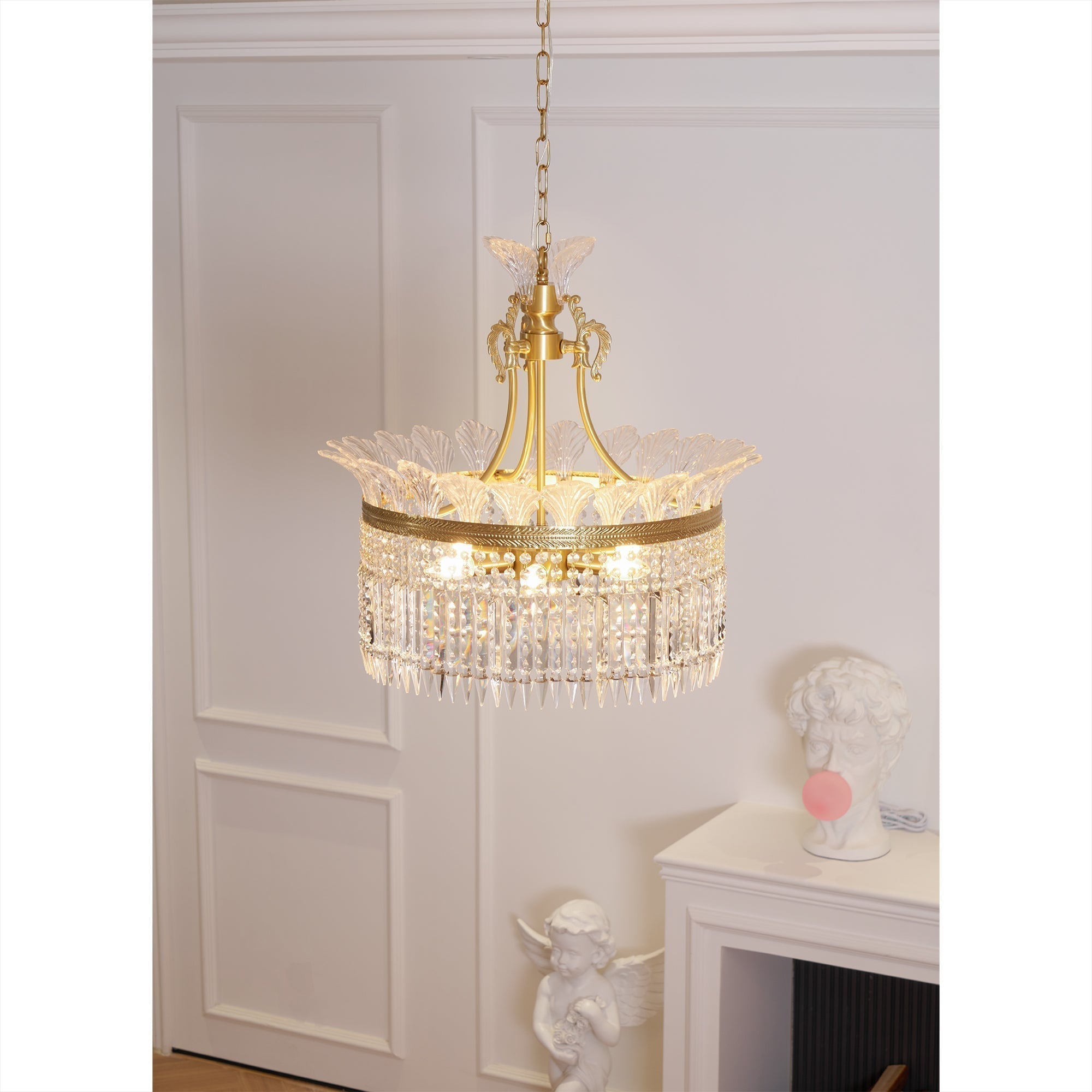 Crinoline Lustre En Cristal De Luxe Postmoderne En Laiton