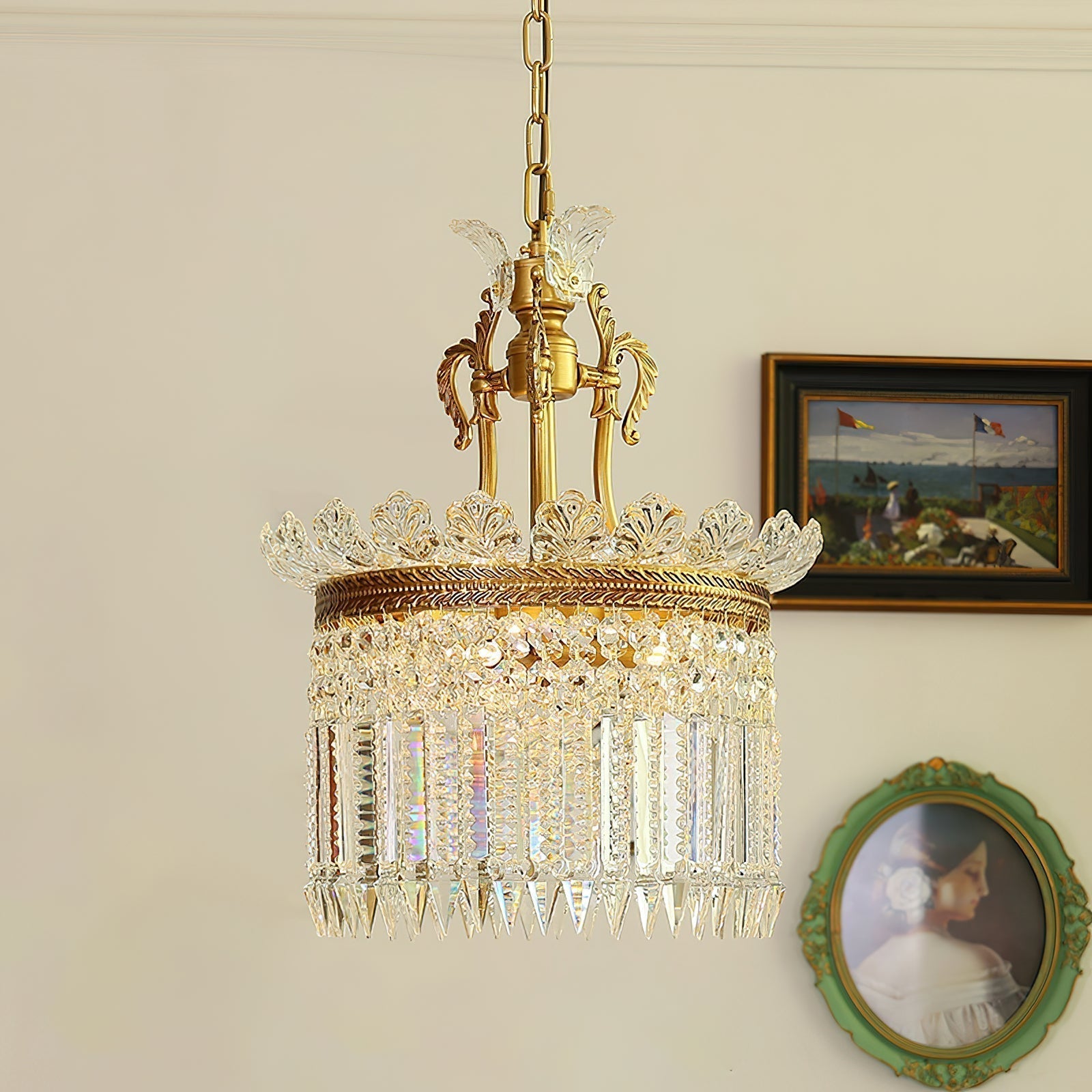 Crinoline Lustre En Cristal De Luxe Postmoderne En Laiton