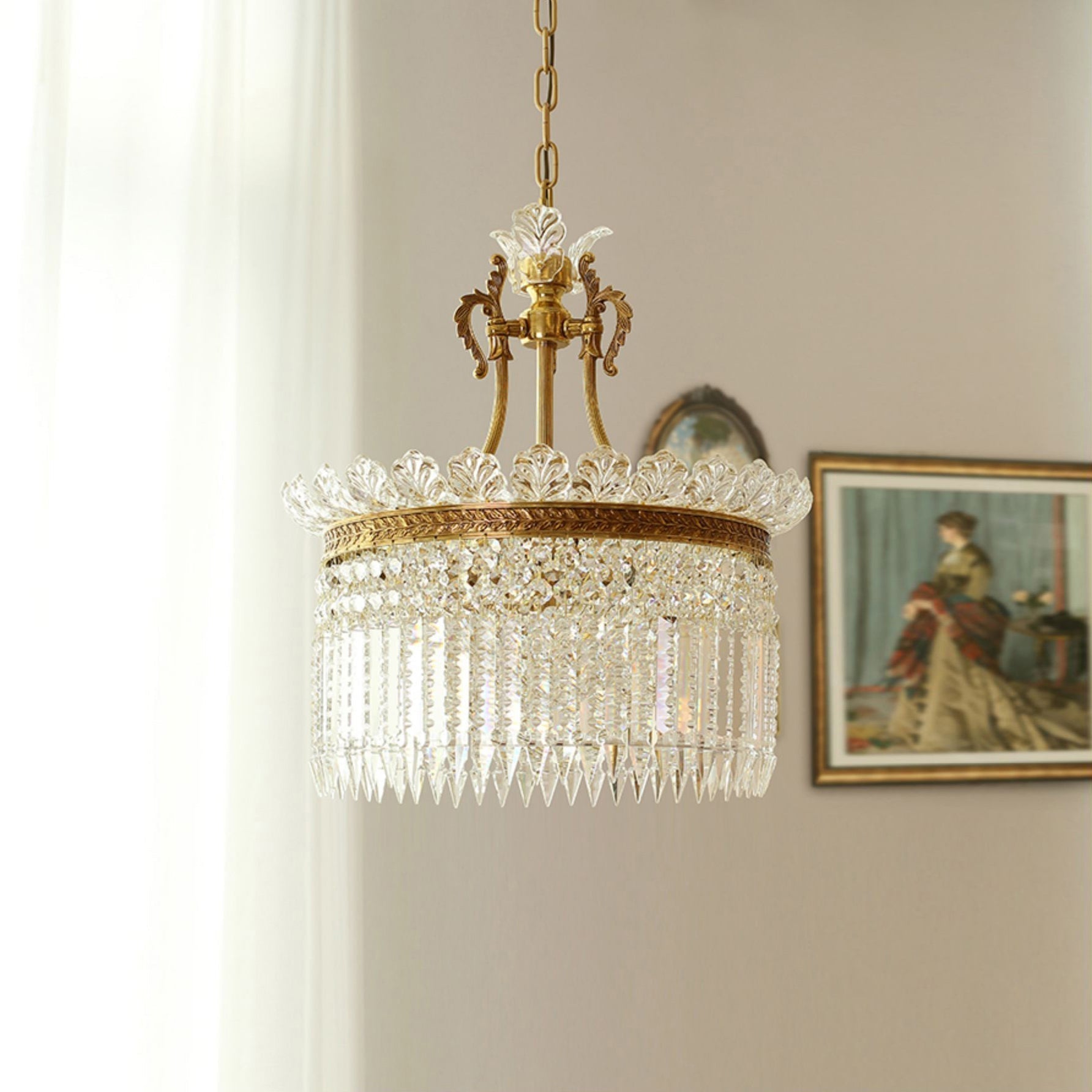 Crinoline Lustre En Cristal De Luxe Postmoderne En Laiton