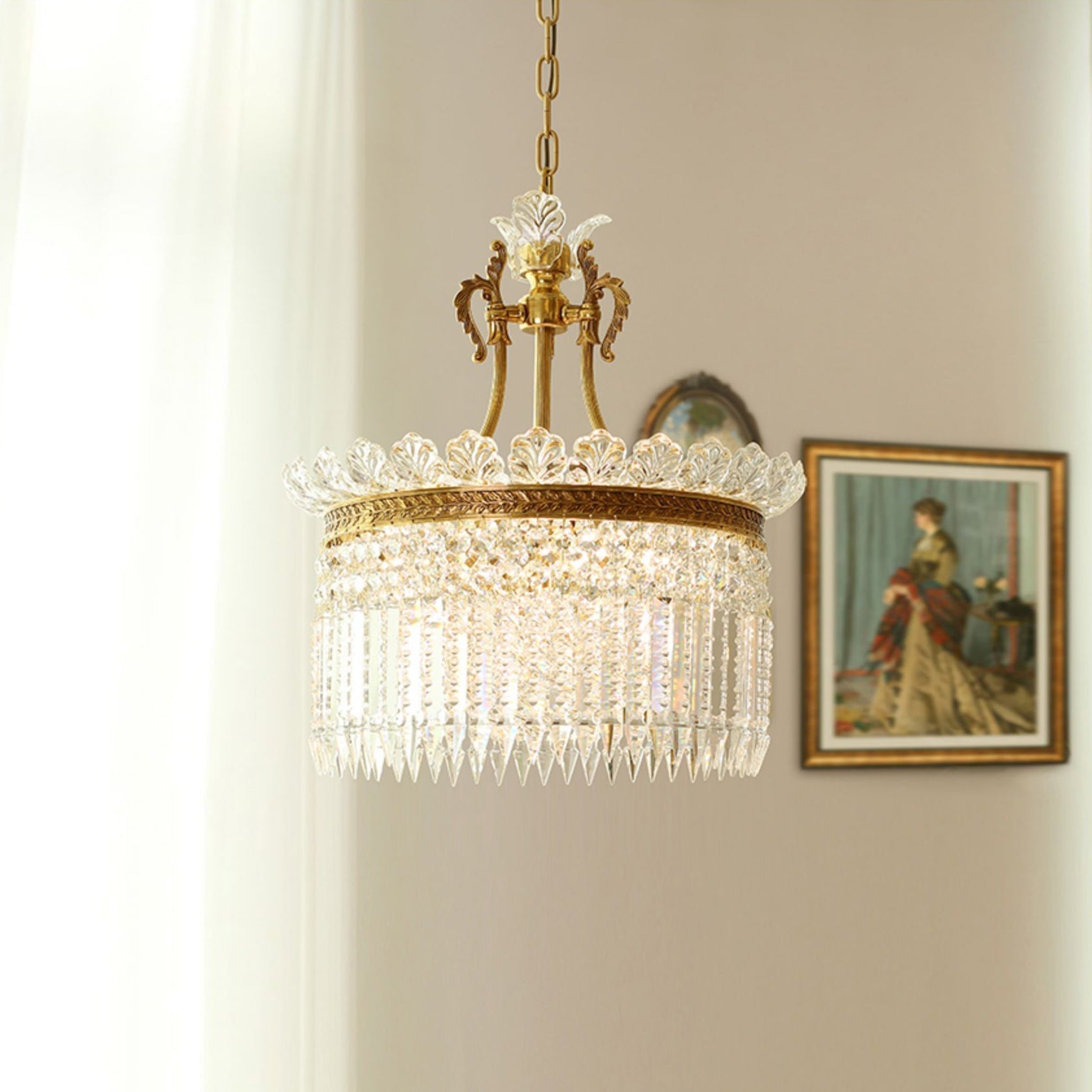 Xelra Lustre en Laiton & Cristal