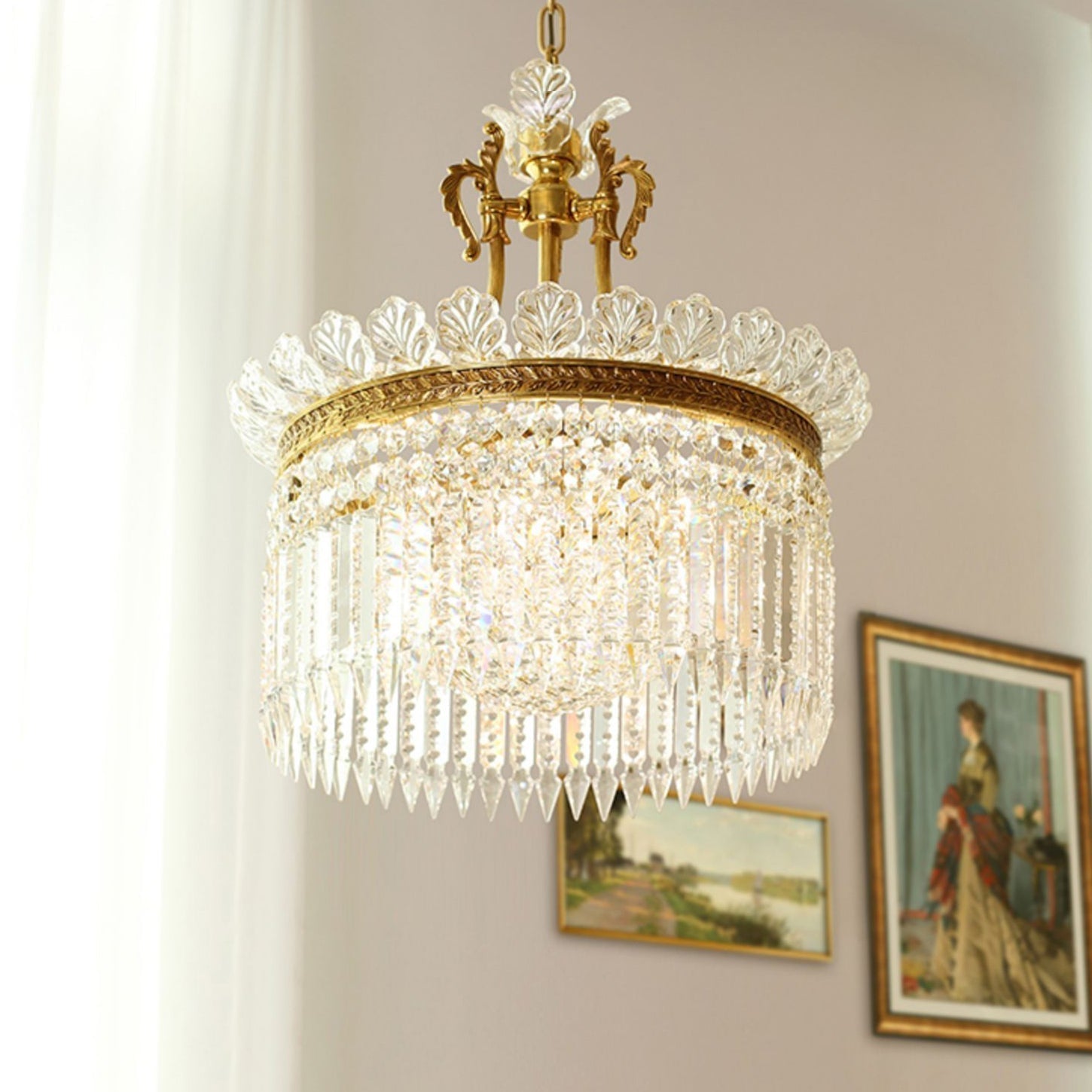 Xelra Lustre en Laiton & Cristal