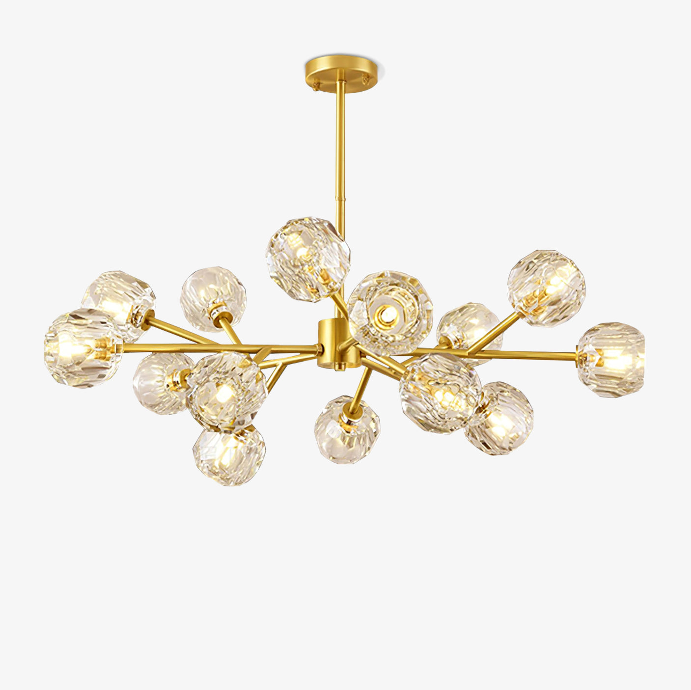Lustra Suspension Lampe Boule en Cristal et Laiton en Grappe