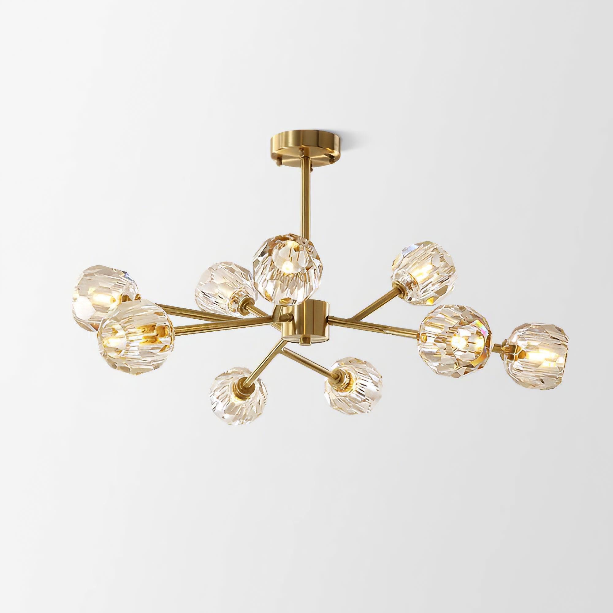 Crystal Lustre Boule Laiton Noir Facetté