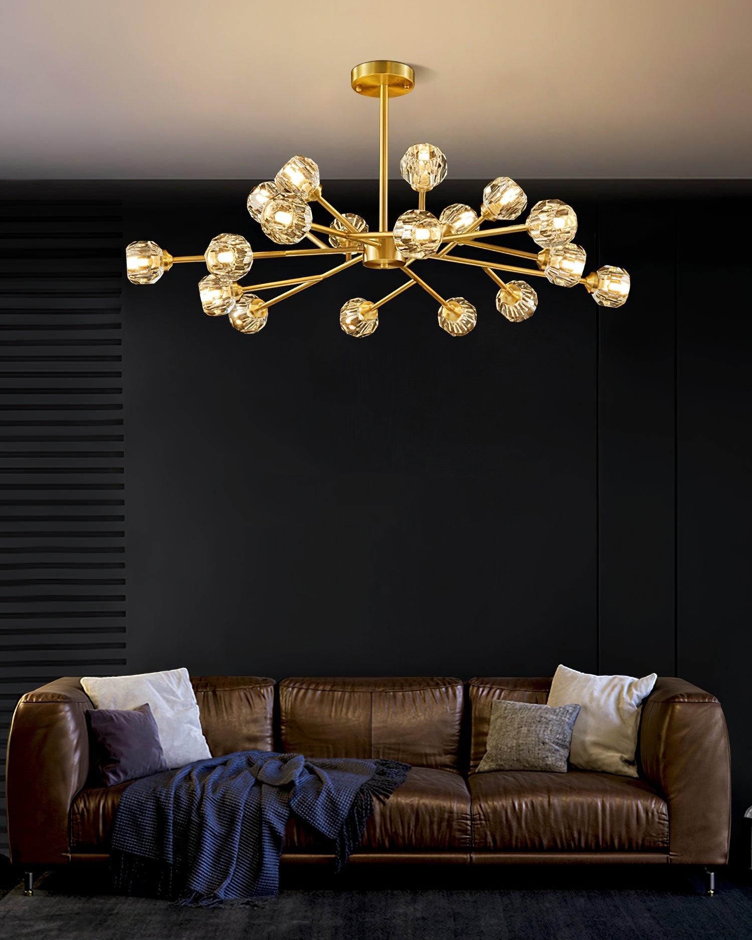 Crystal Lustre Boule Laiton Noir Facetté