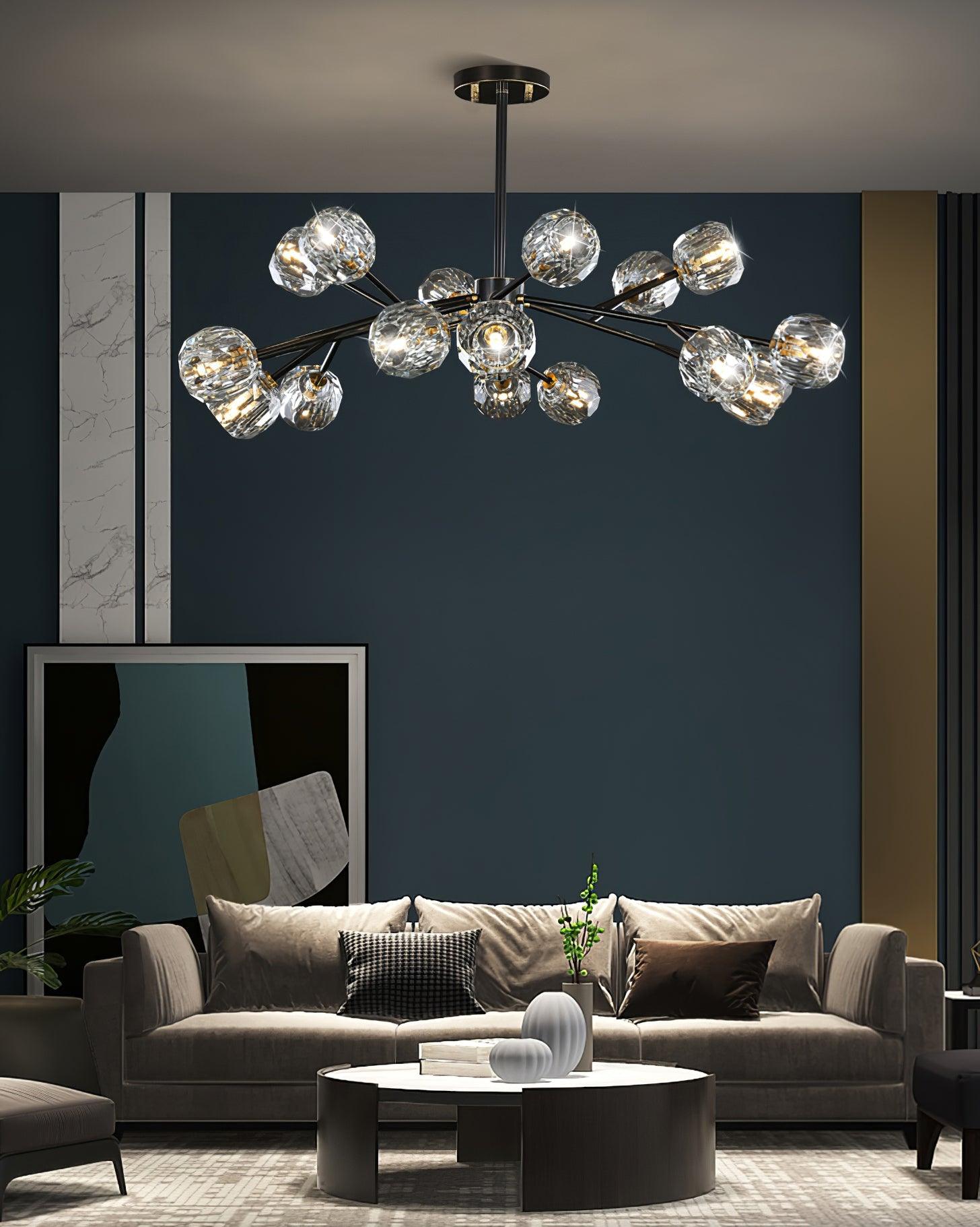 Crystal Lustre Boule Laiton Noir Facetté
