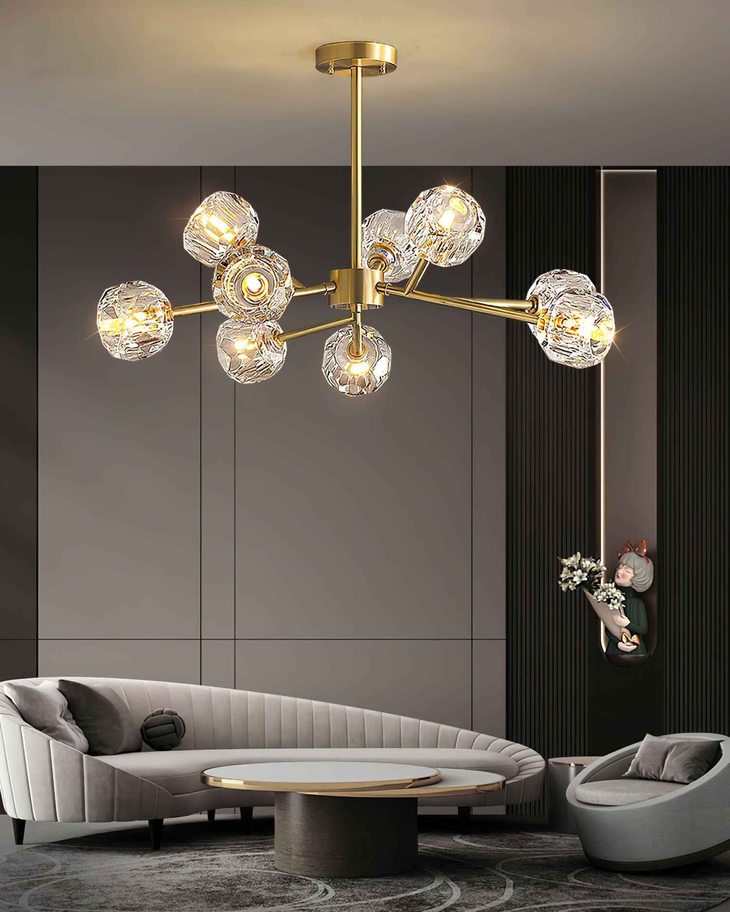 Crystal Lustre Boule Laiton Noir Facetté