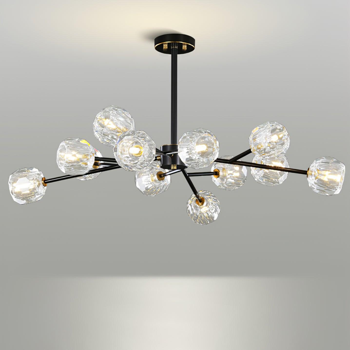 Crystal Lustre Boule Laiton Noir Facetté