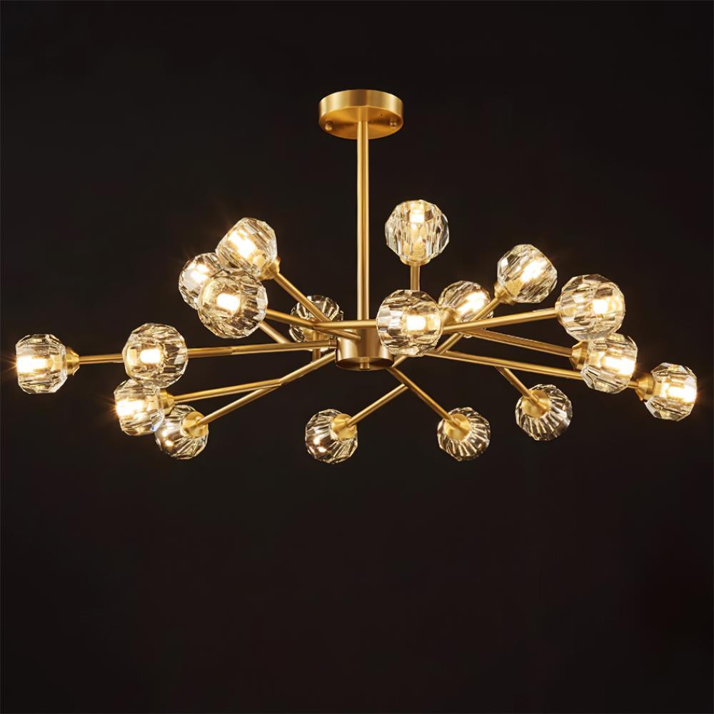 Crystal Lustre Boule Laiton Noir Facetté