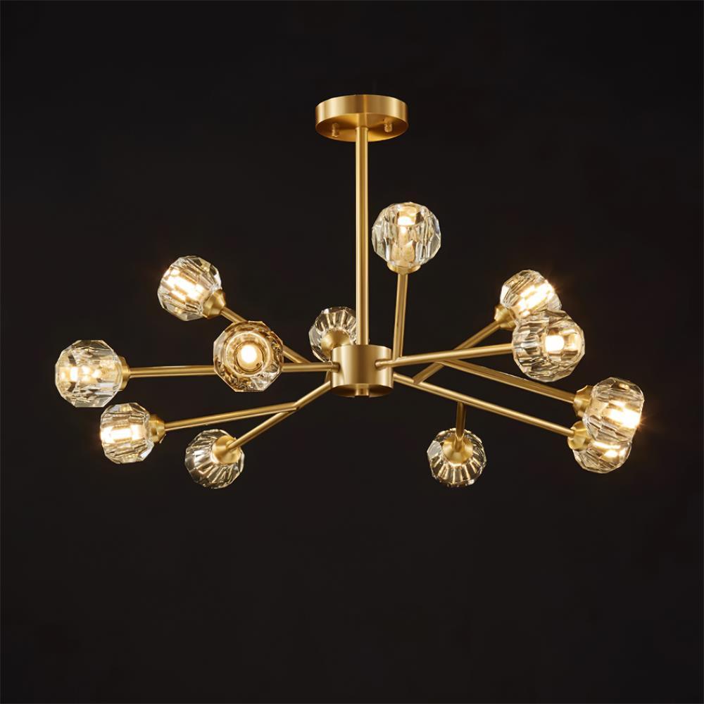Crystal Lustre Boule Laiton Noir Facetté