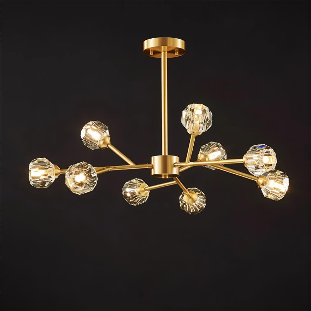 Crystal Lustre Boule Laiton Noir Facetté