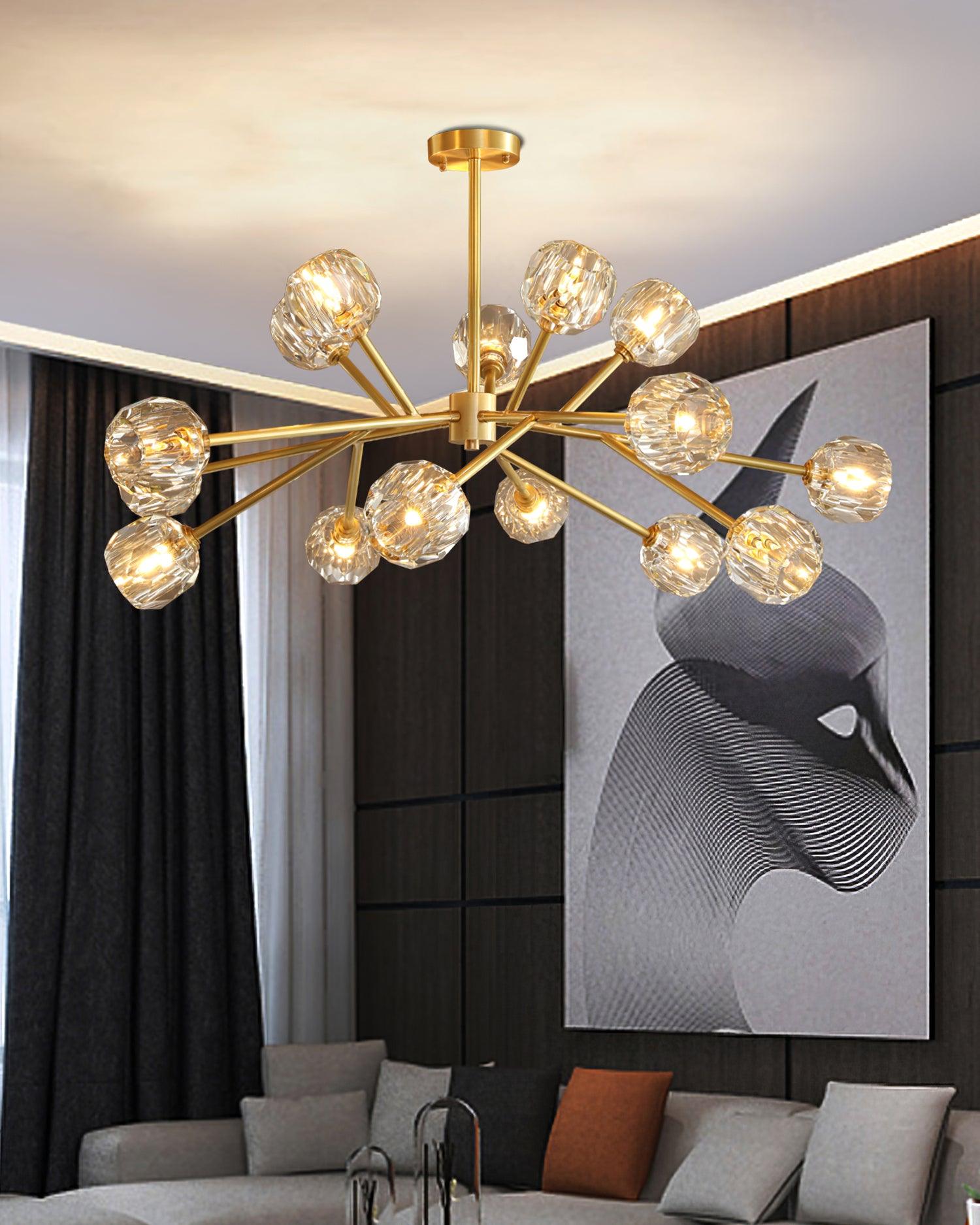 Crystal Lustre Boule Laiton Noir Facetté