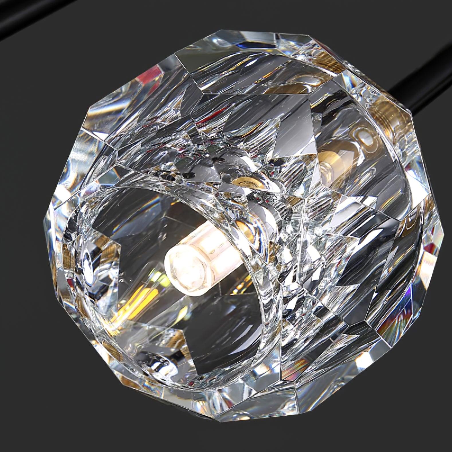 Crystal Lustre Boule Laiton Noir Facetté