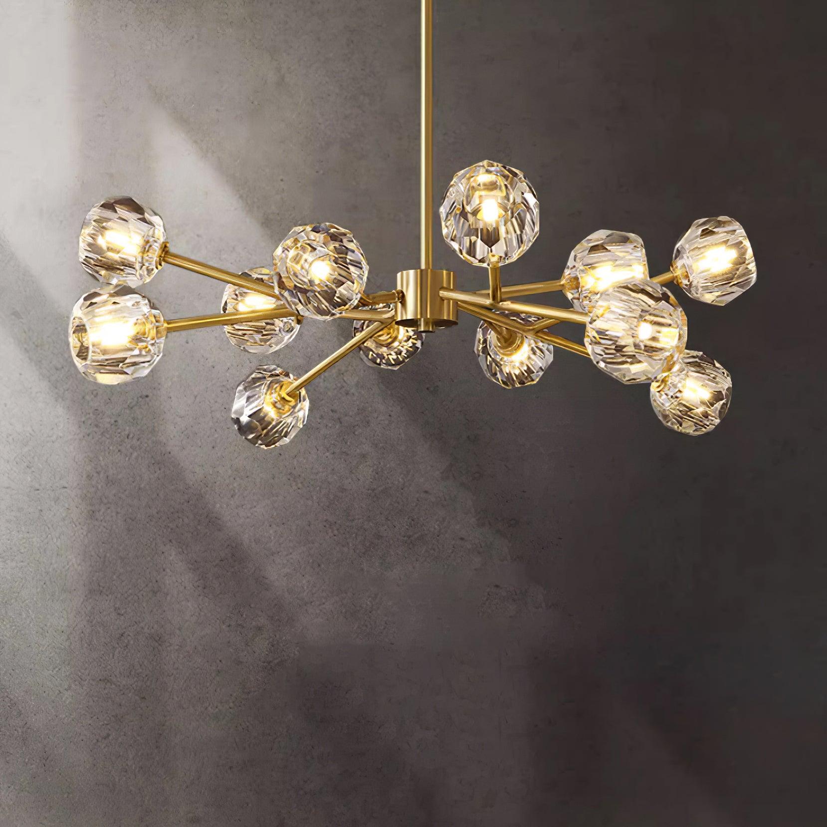 Crystal Lustre Boule Laiton Noir Facetté