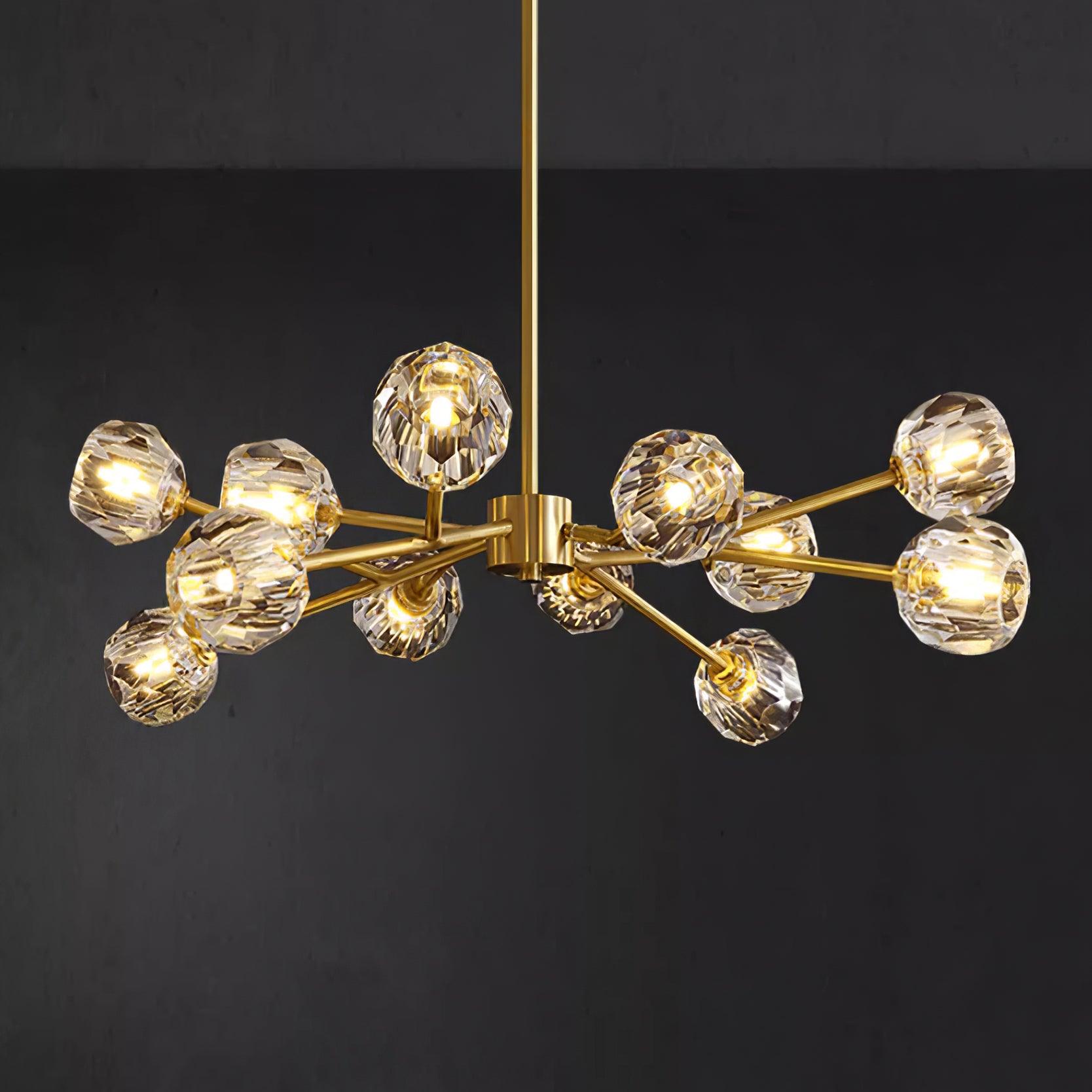 Crystal Lustre Boule Laiton Noir Facetté