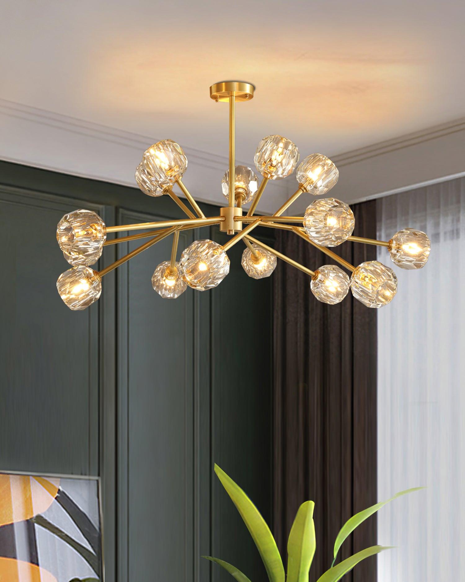 Crystal Lustre Boule Laiton Noir Facetté