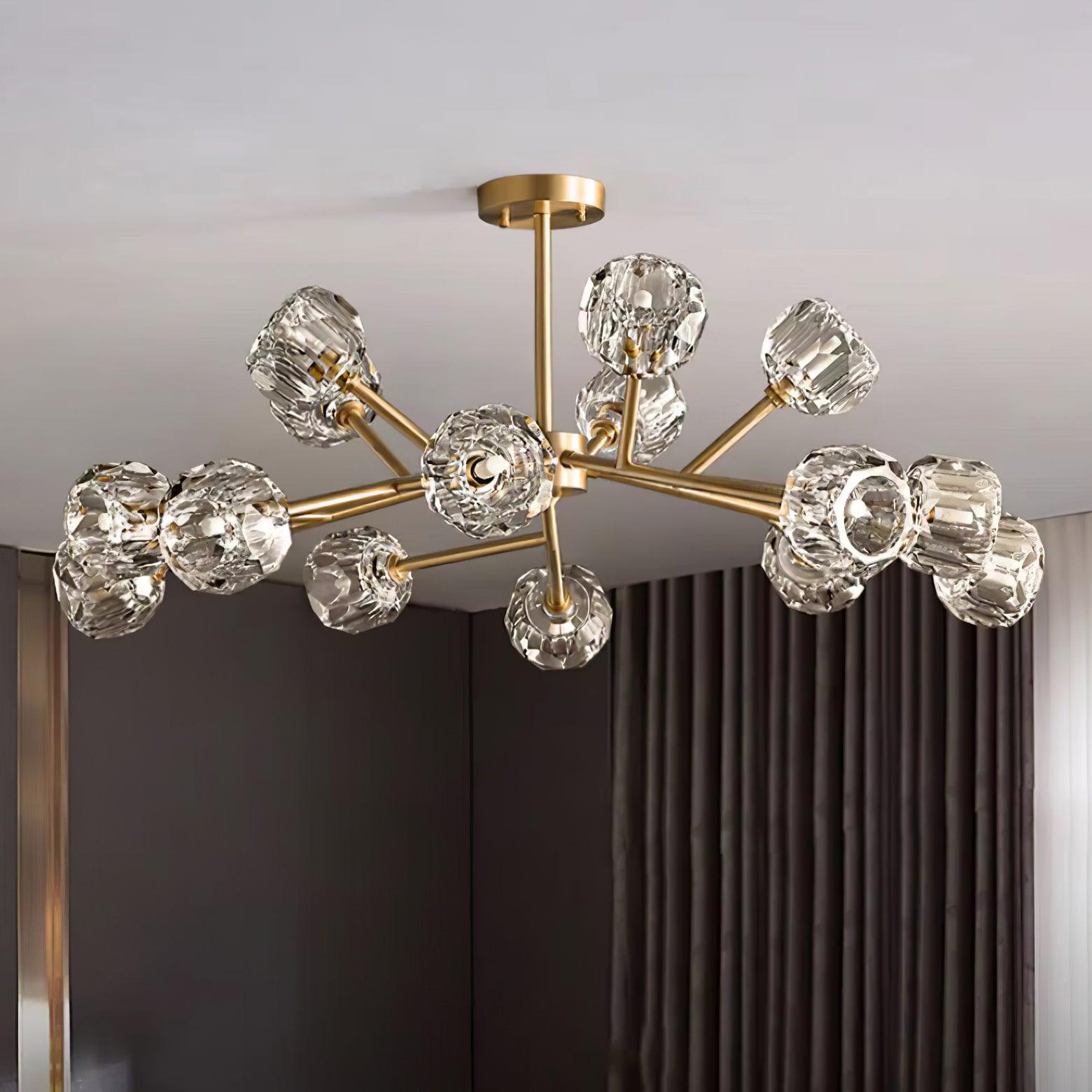 Crystal Lustre Boule Laiton Noir Facetté