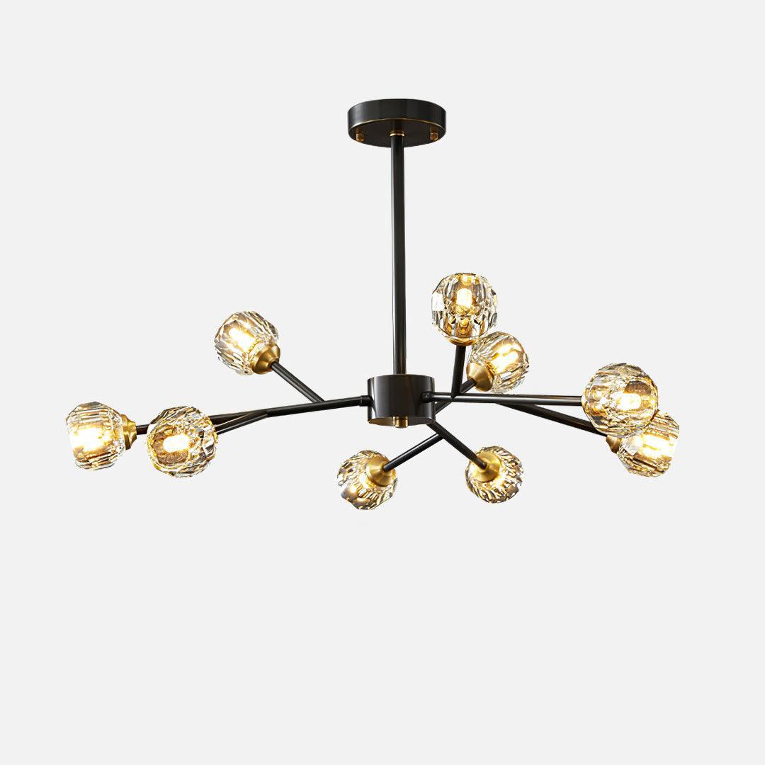 Crystal Lustre Boule Laiton Noir Facetté