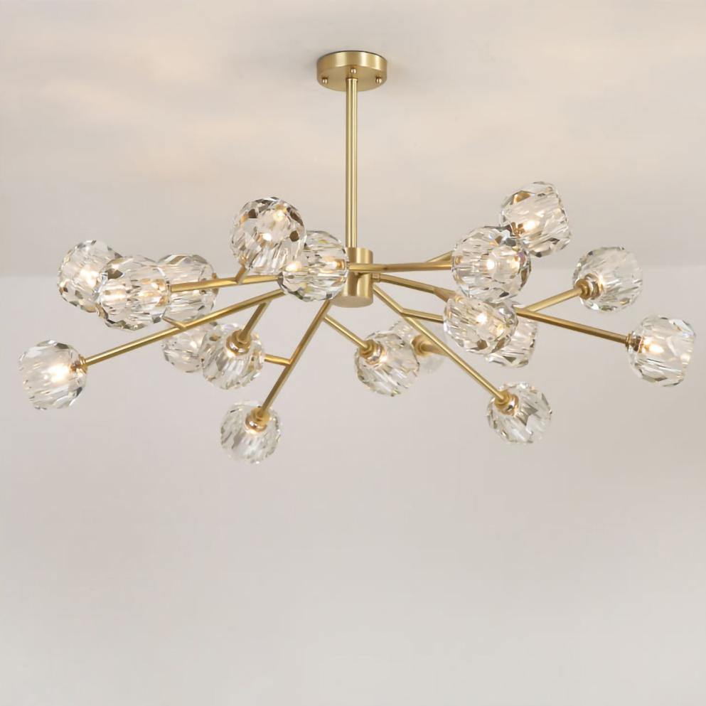 Lustra Suspension Lampe Boule en Cristal et Laiton en Grappe
