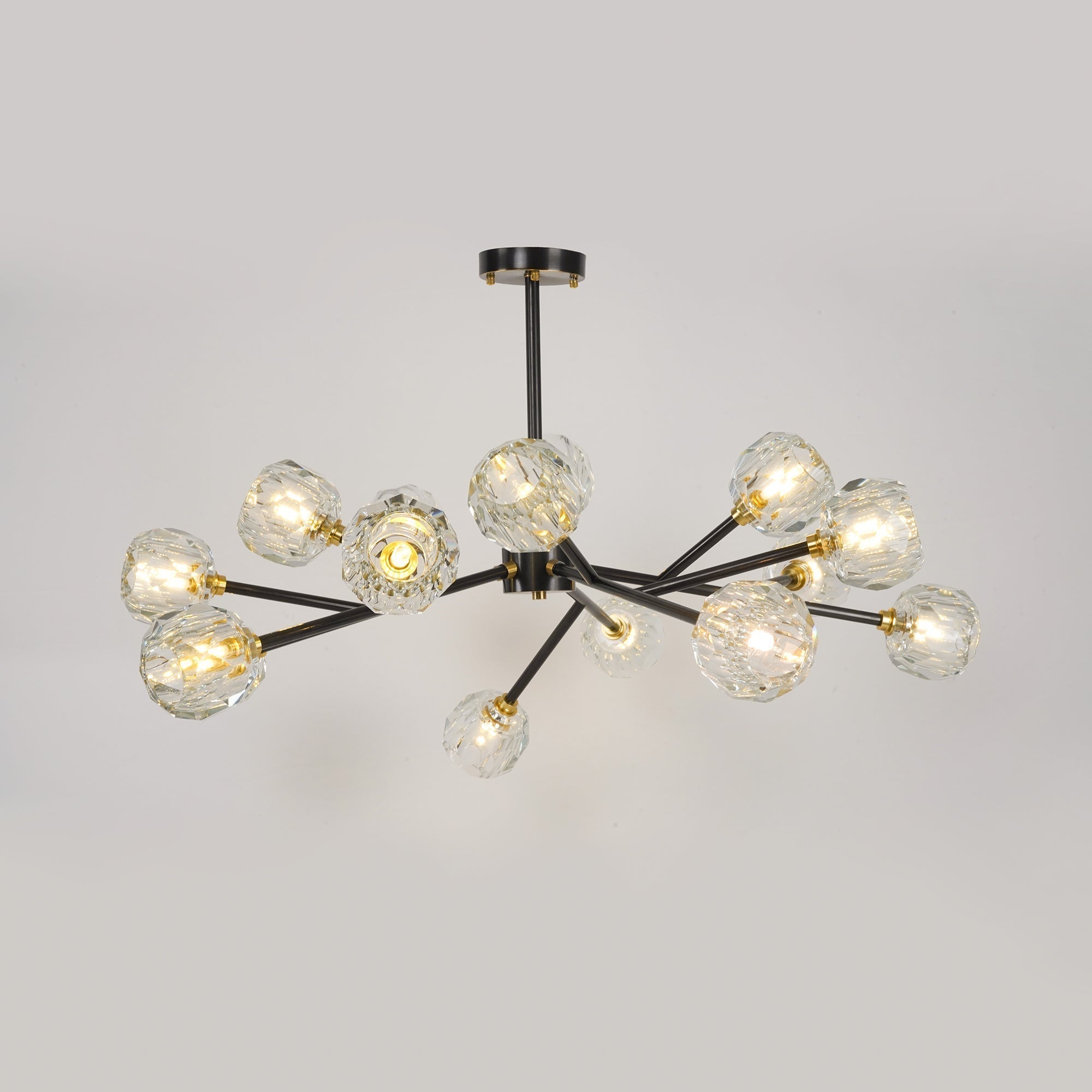 Lustra Suspension Lampe Boule en Cristal et Laiton en Grappe