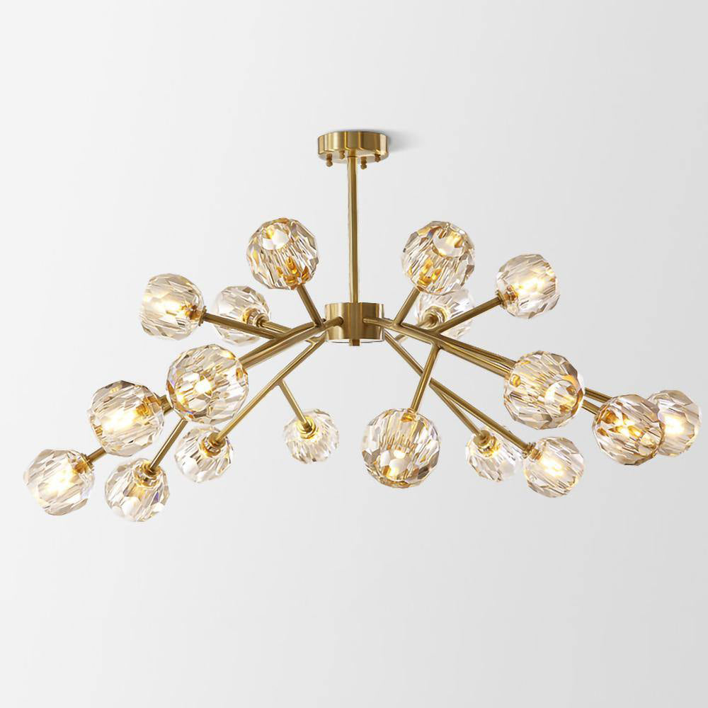 Lustra Suspension Lampe Boule en Cristal et Laiton en Grappe