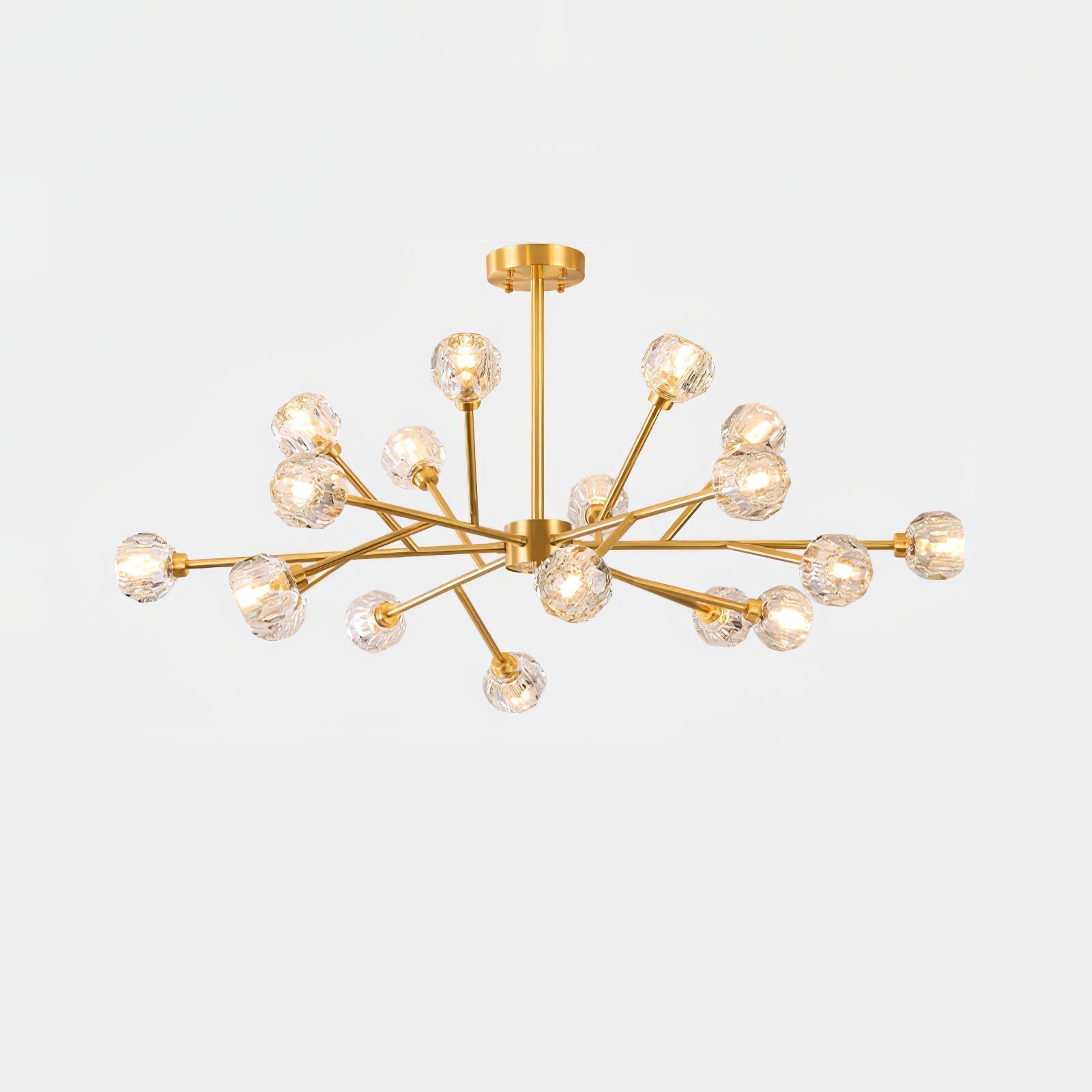 Lustra Suspension Lampe Boule en Cristal et Laiton en Grappe