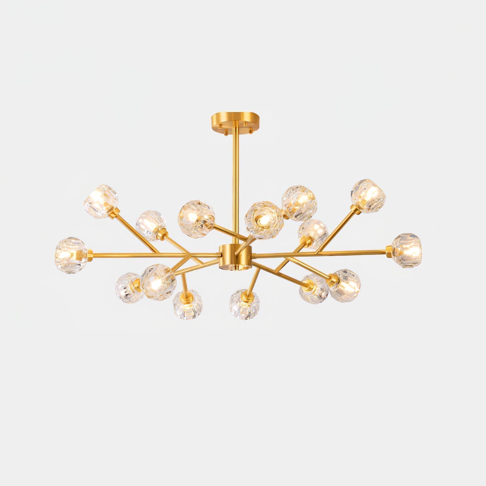 Lustra Suspension Lampe Boule en Cristal et Laiton en Grappe