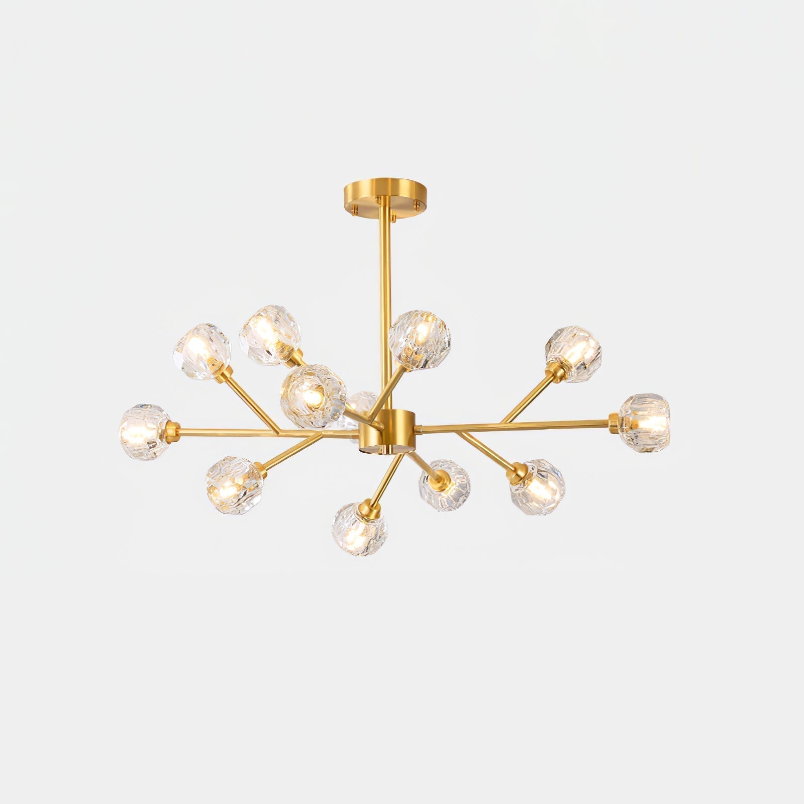 Lustra Suspension Lampe Boule en Cristal et Laiton en Grappe