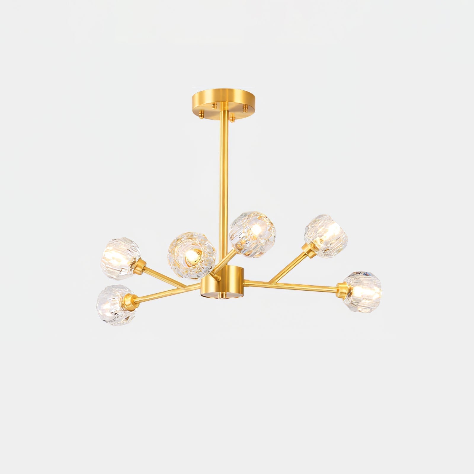 Lustra Suspension Lampe Boule en Cristal et Laiton en Grappe