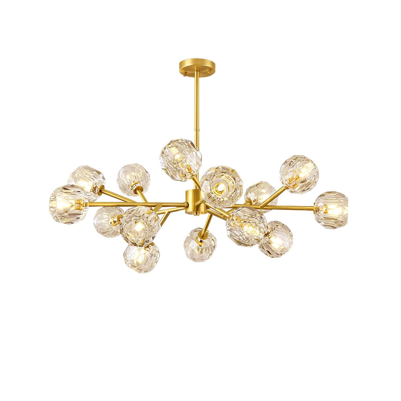 Lustra Suspension Lampe Boule en Cristal et Laiton en Grappe