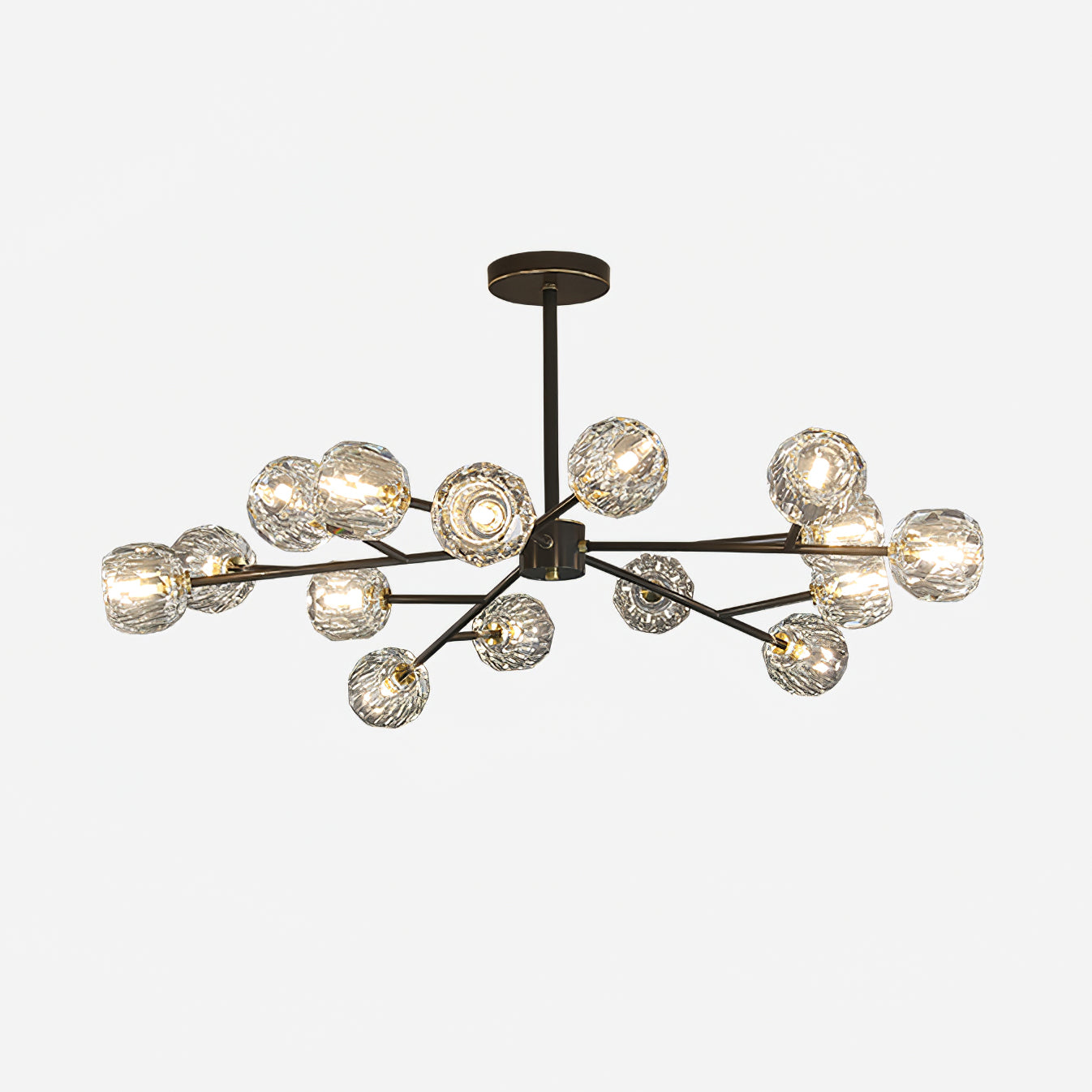 Lustra Suspension Lampe Boule en Cristal et Laiton en Grappe