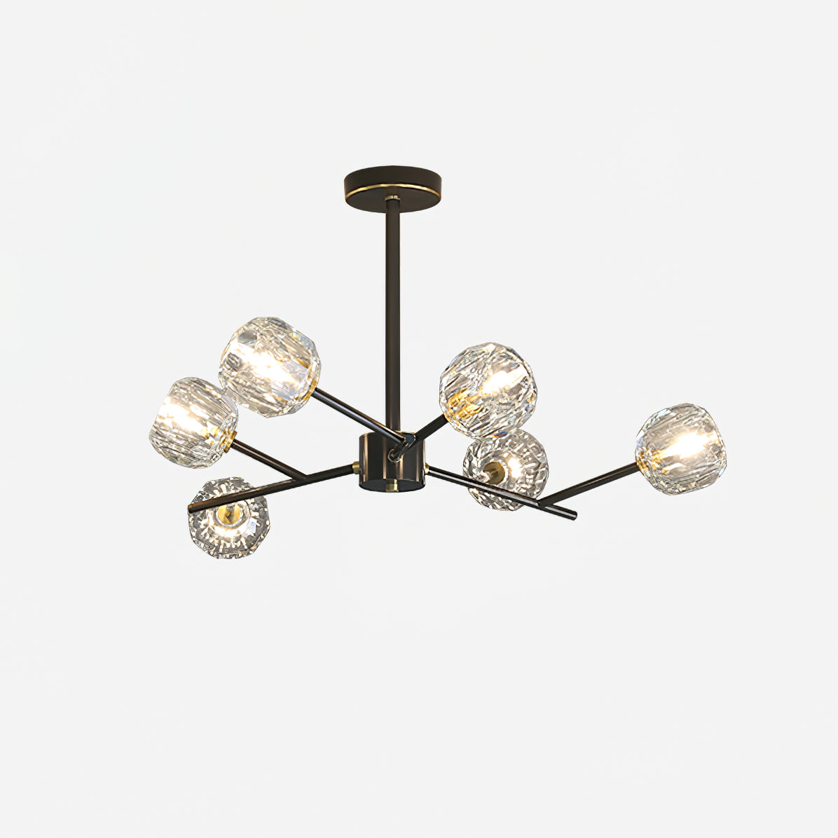 Lustra Suspension Lampe Boule en Cristal et Laiton en Grappe