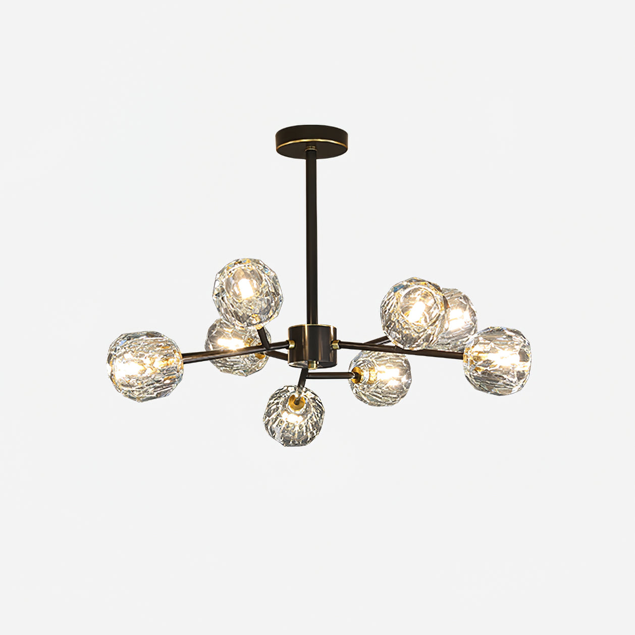Lustra Suspension Lampe Boule en Cristal et Laiton en Grappe
