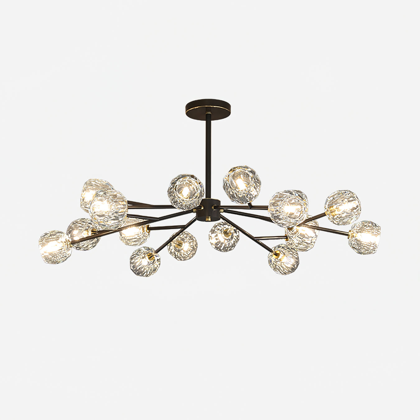 Lustra Suspension Lampe Boule en Cristal et Laiton en Grappe