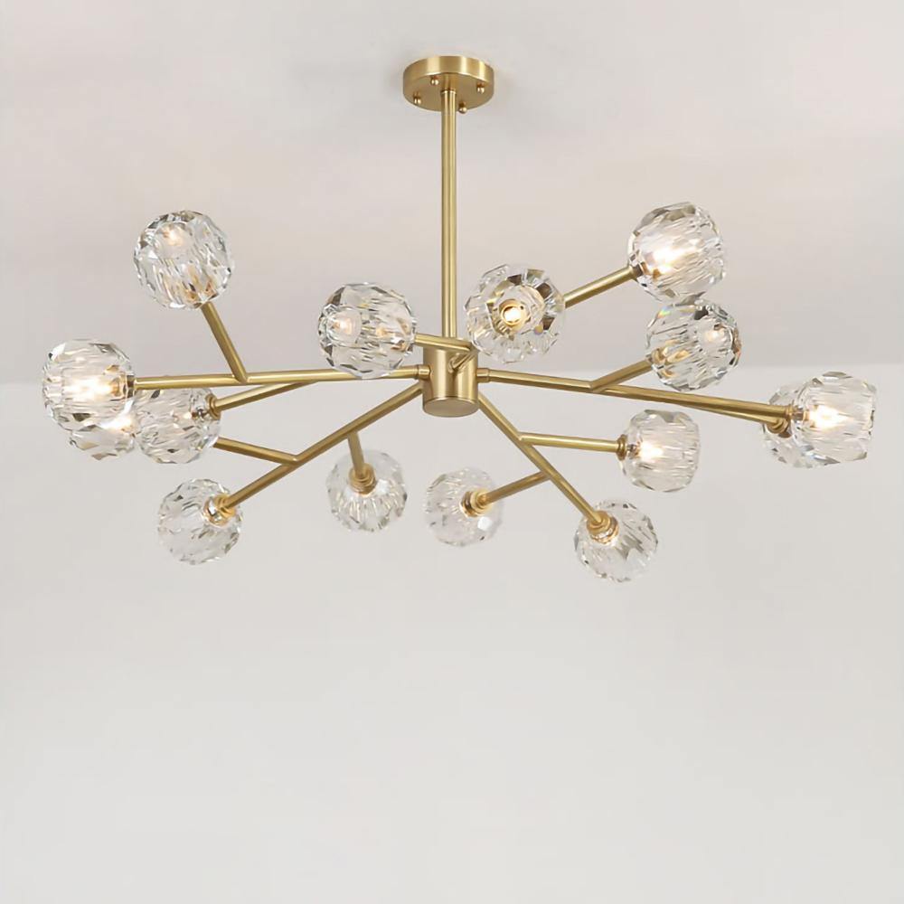 Lustra Suspension Lampe Boule en Cristal et Laiton en Grappe