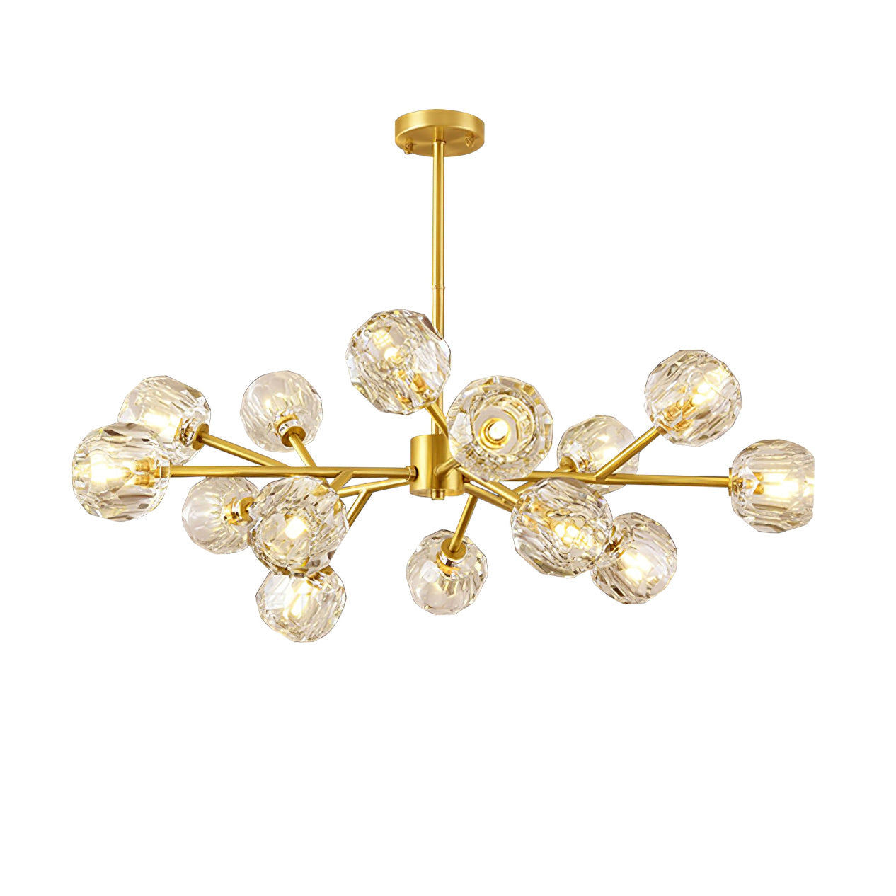 Lustra Suspension Lampe Boule en Cristal et Laiton en Grappe