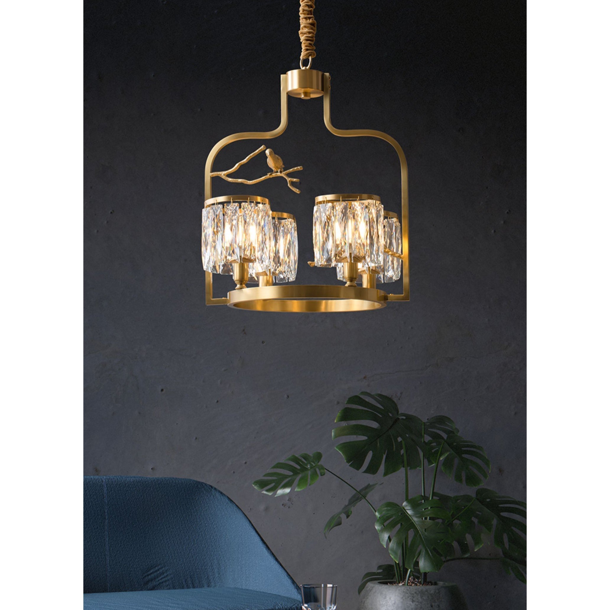 Zephyr Lustre En Cristal Et Laiton à Motif D'oiseau Créatif Individuel