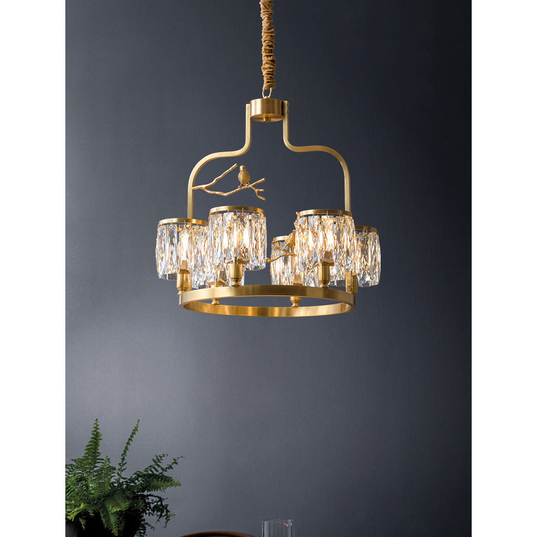Zephyr Lustre En Cristal Et Laiton à Motif D'oiseau Créatif Individuel