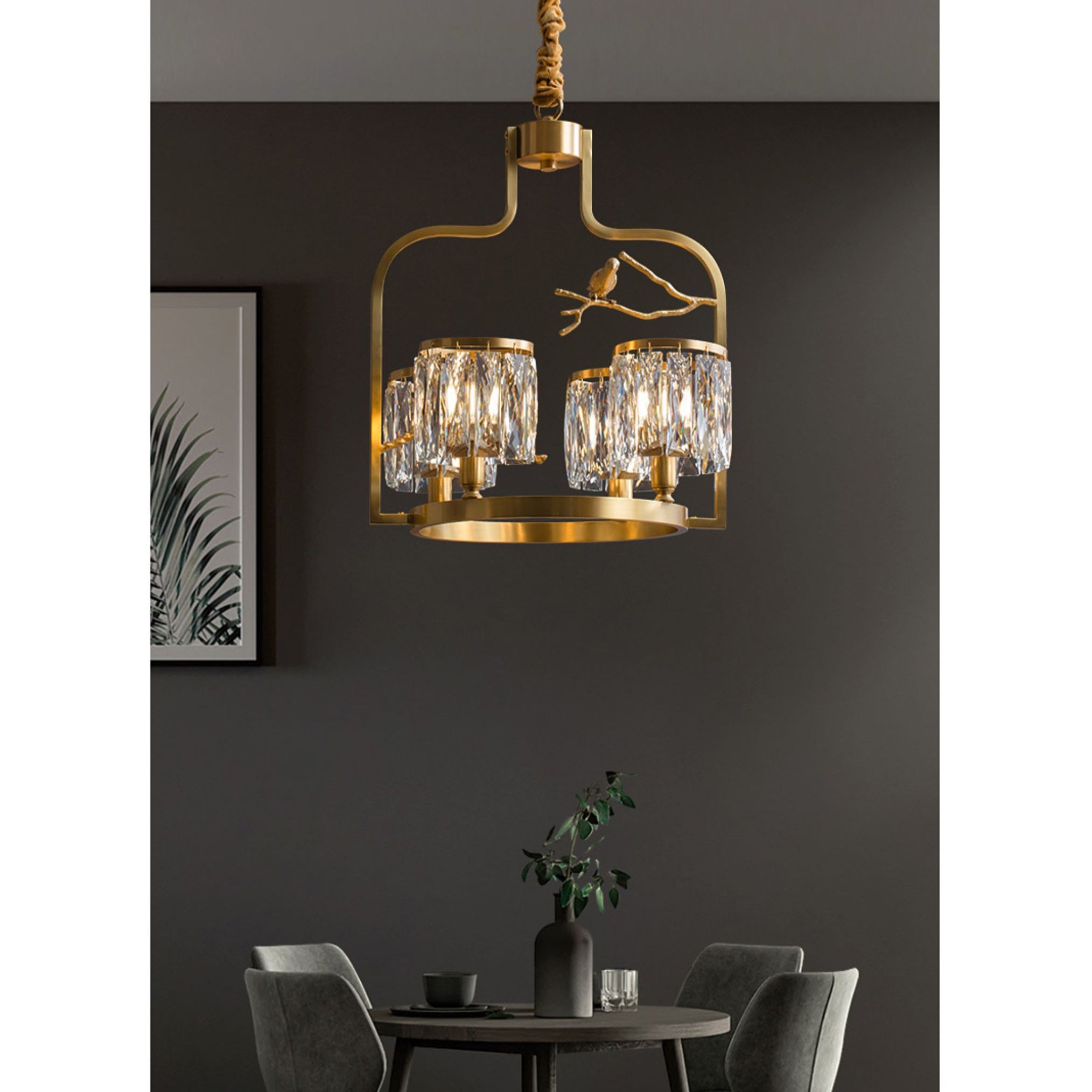 Zephyr Lustre En Cristal Et Laiton à Motif D'oiseau Créatif Individuel