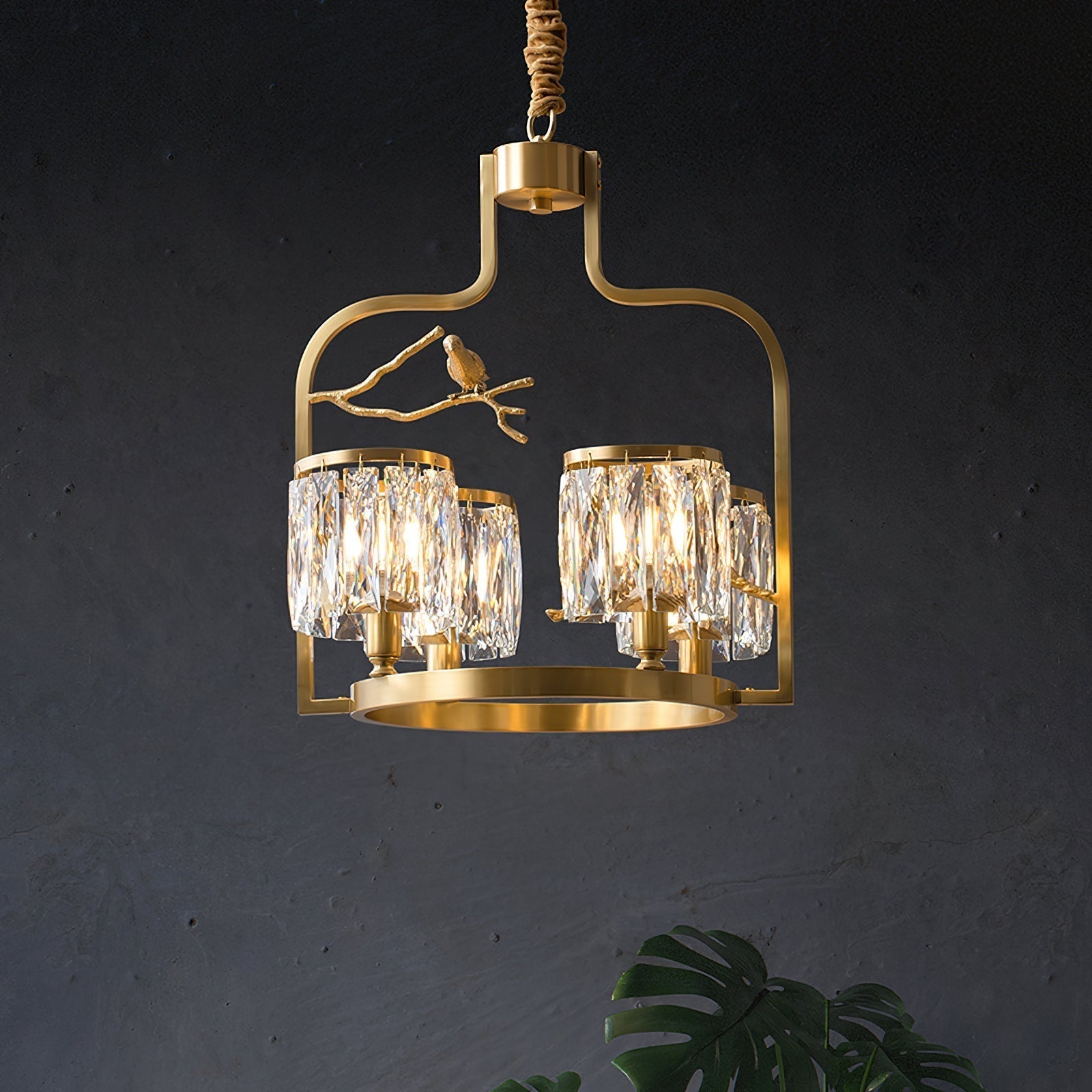 Zephyr Lustre En Cristal Et Laiton à Motif D'oiseau Créatif Individuel