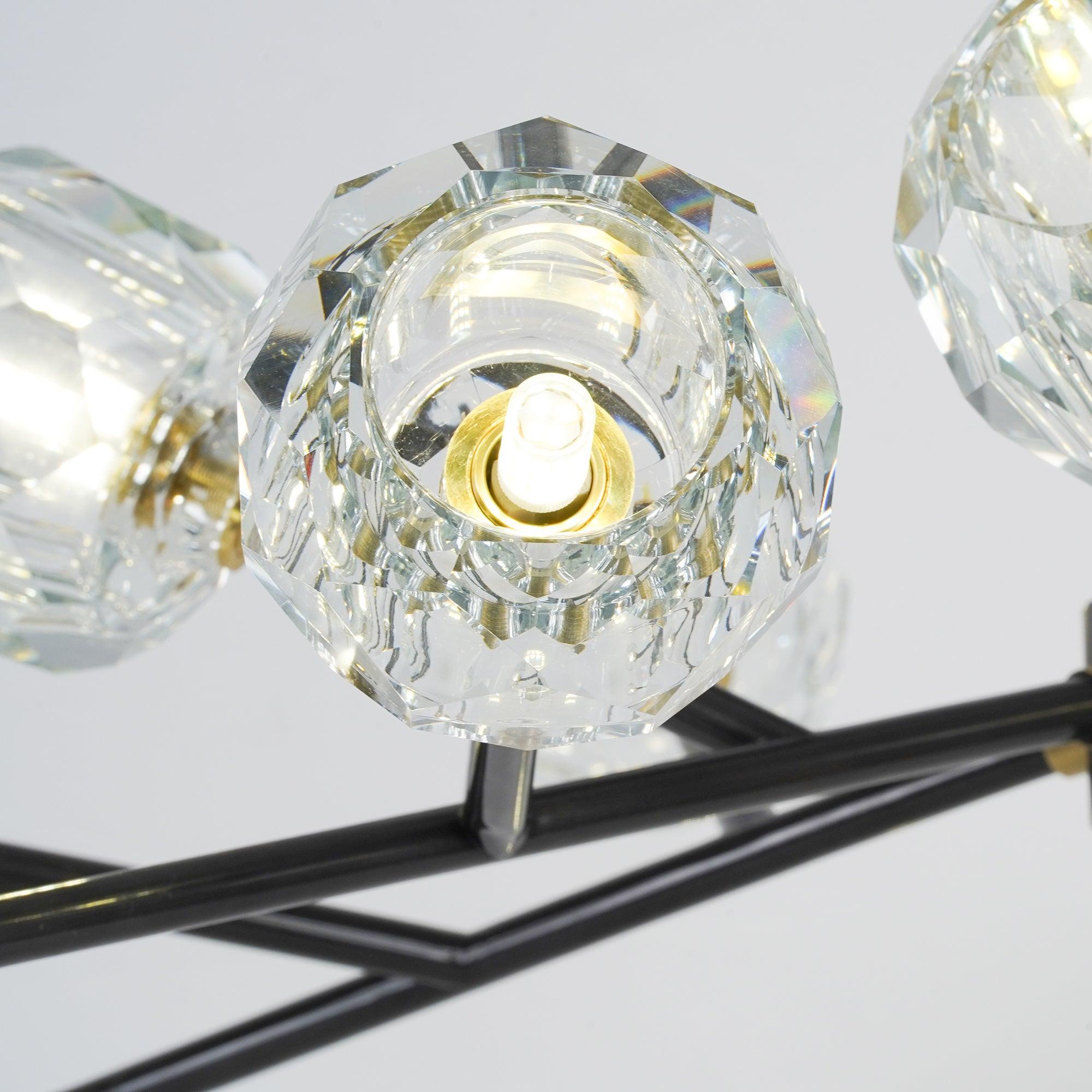 Lustra Suspension Lampe Boule en Cristal et Laiton en Grappe