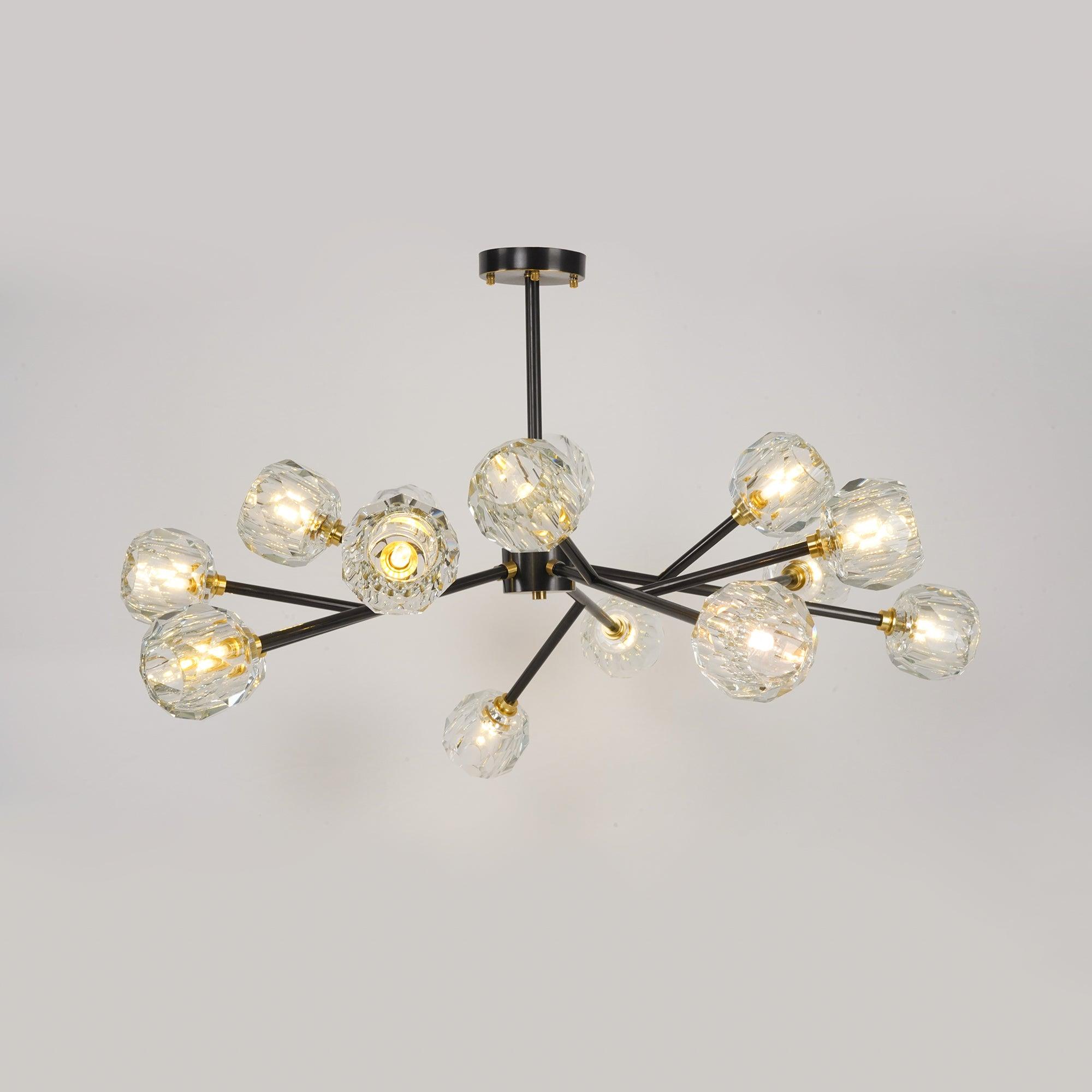 Lustra Suspension Lampe Boule en Cristal et Laiton en Grappe
