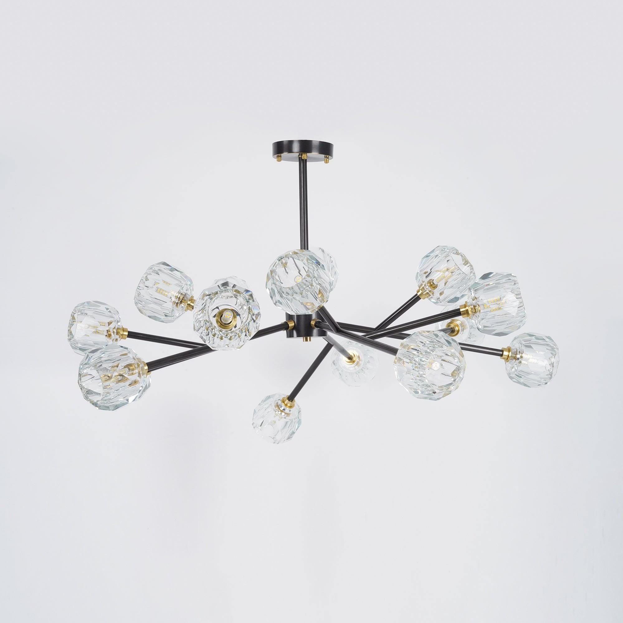 Lustra Suspension Lampe Boule en Cristal et Laiton en Grappe