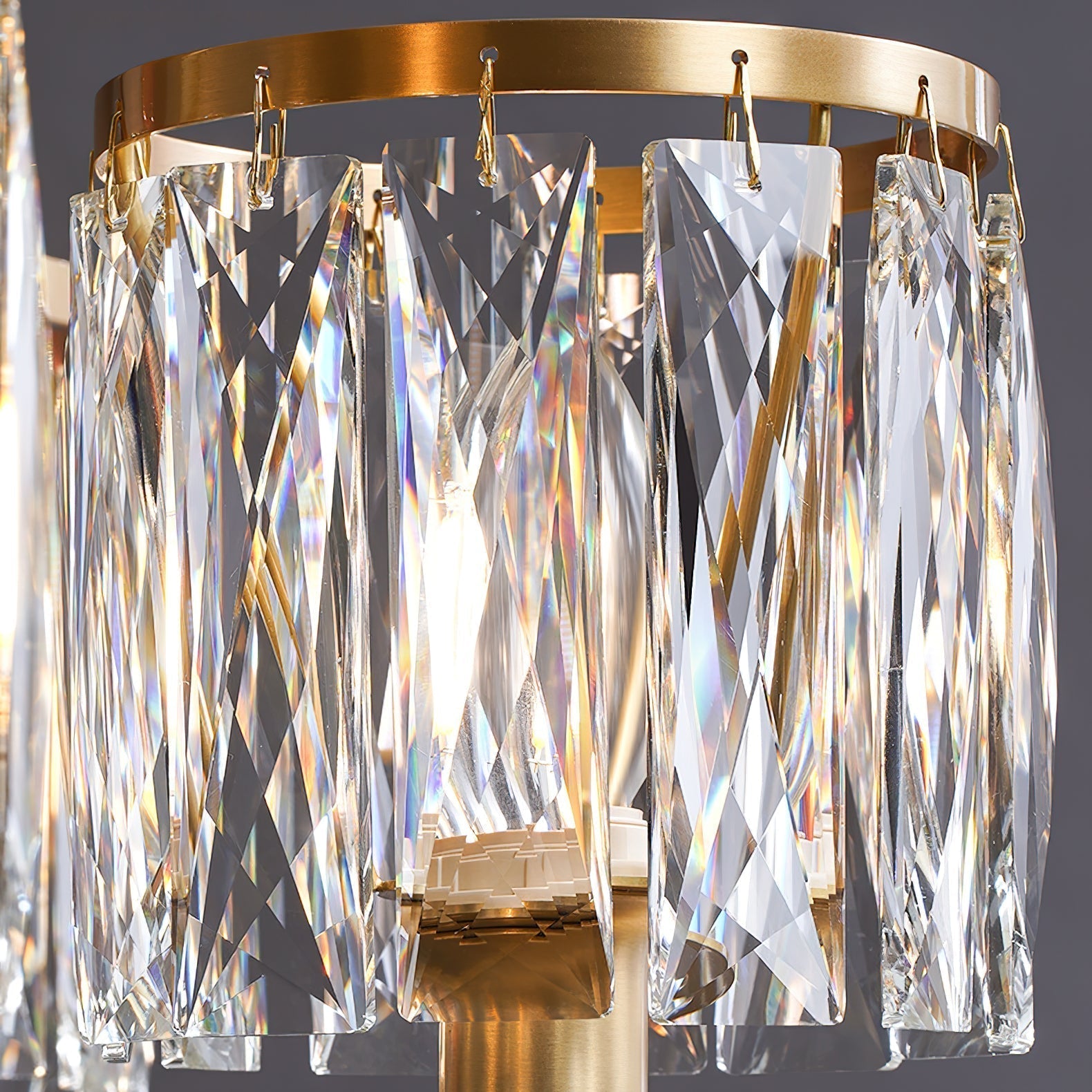 Amber Lustre En Cristal Et Laiton à Colonne De Créativité Individuelle