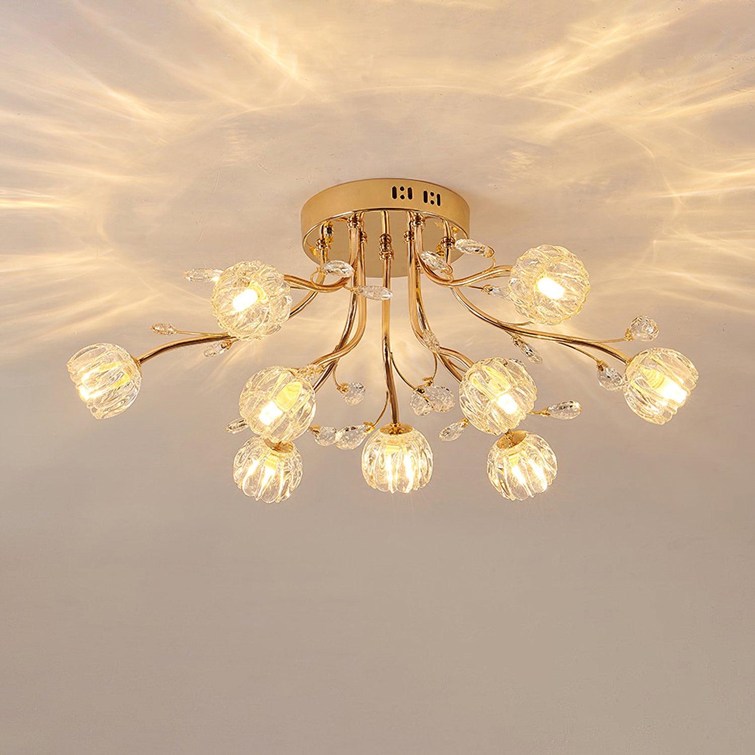 Aballs Postmoderne Luxe Fleur Cristal Plafonnier