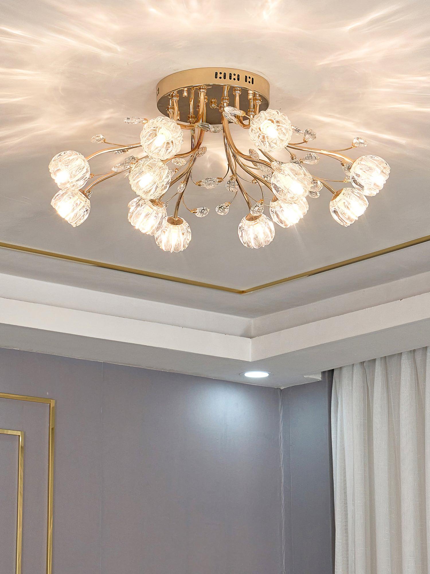 Aballs Postmoderne Luxe Fleur Cristal Plafonnier